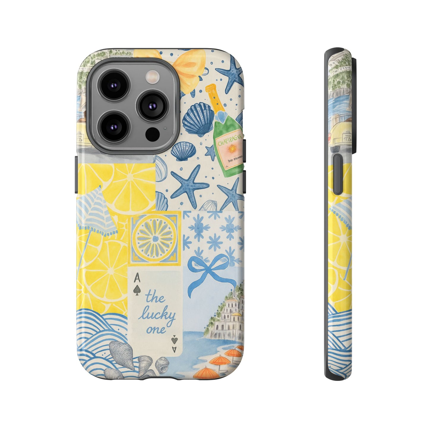 Coastal Collage Phone Case | Beach Shells, Starfish, Lemon, Scenic Travel | Italian Summer