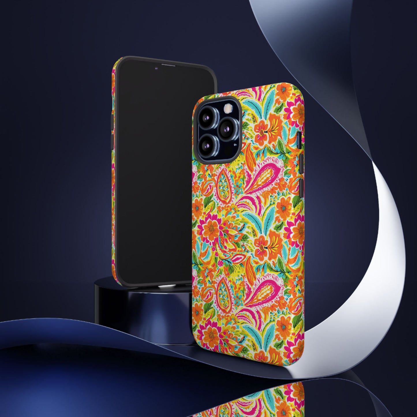 Vibrant Floral Paisley phone case | Tough Cases | Orange and Pink Floral | iPhone 17