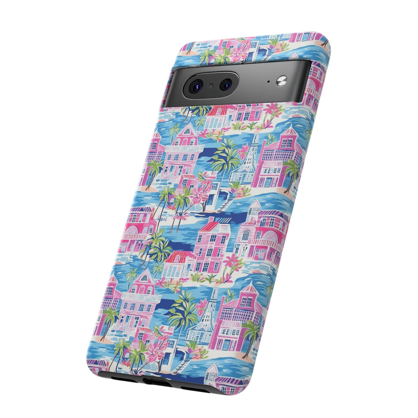 Pink Coastal Houses phone case | Tough Case | iPhone 17