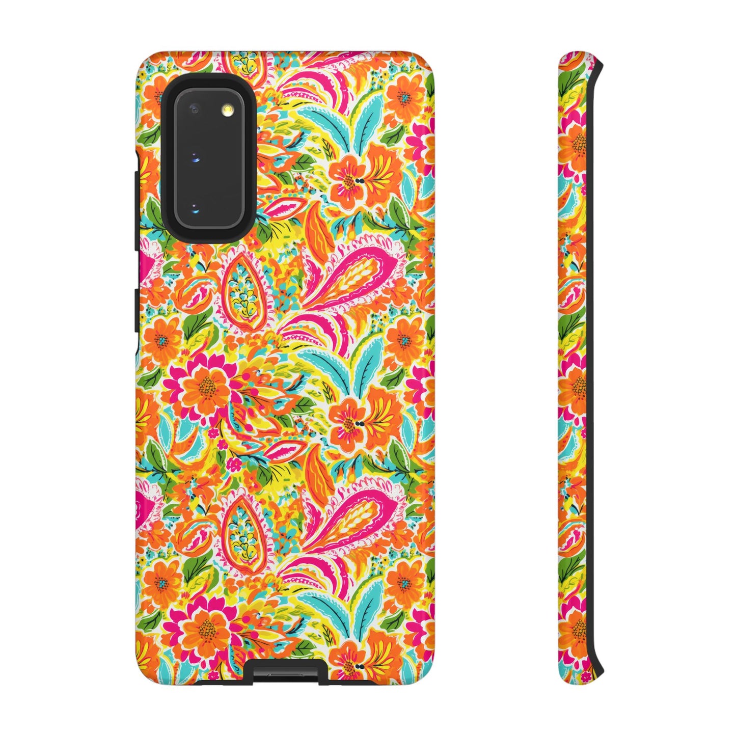 Vibrant Floral Paisley phone case | Tough Cases | Orange and Pink Floral | iPhone 17