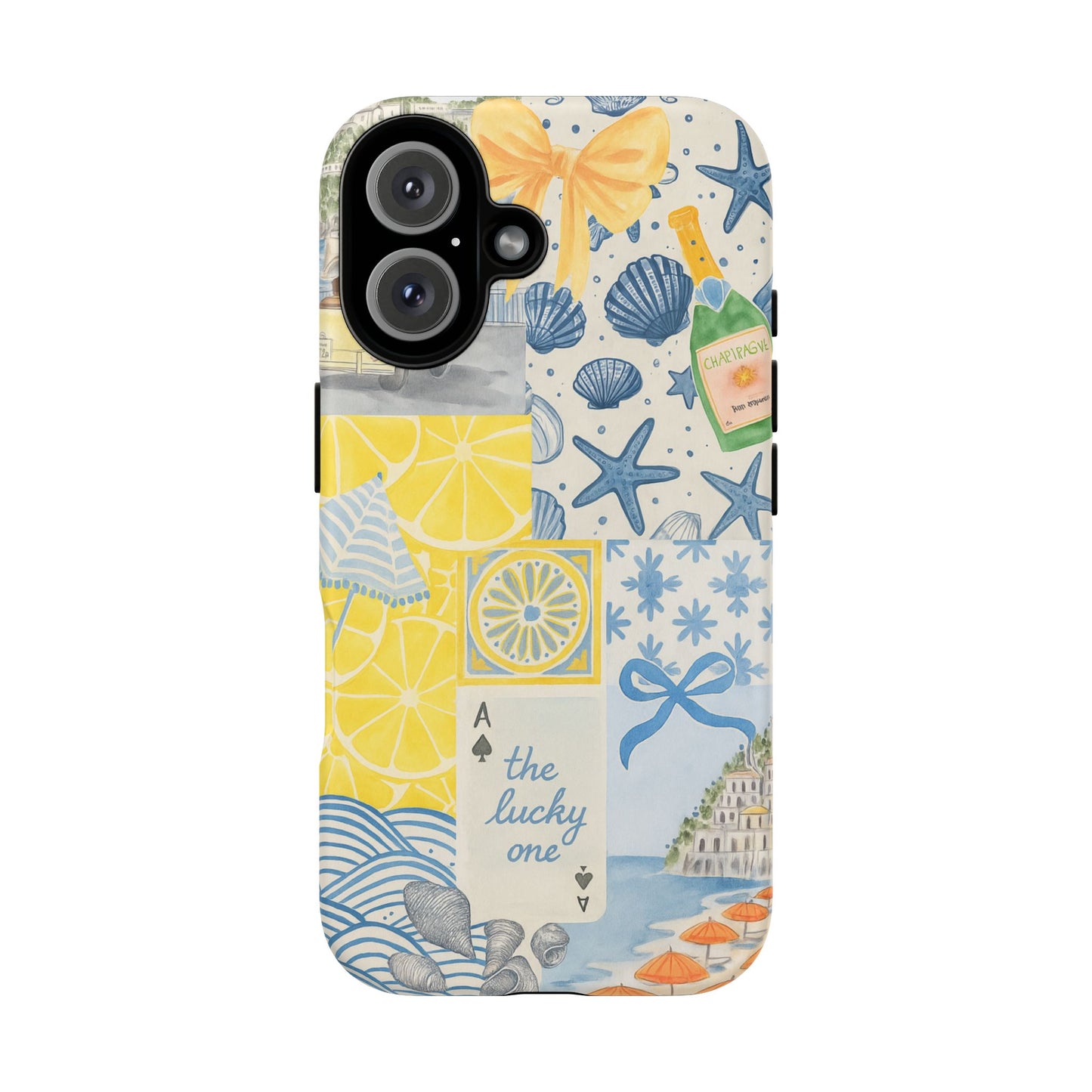 Coastal Collage Phone Case | Beach Shells, Starfish, Lemon, Scenic Travel | Italian Summer