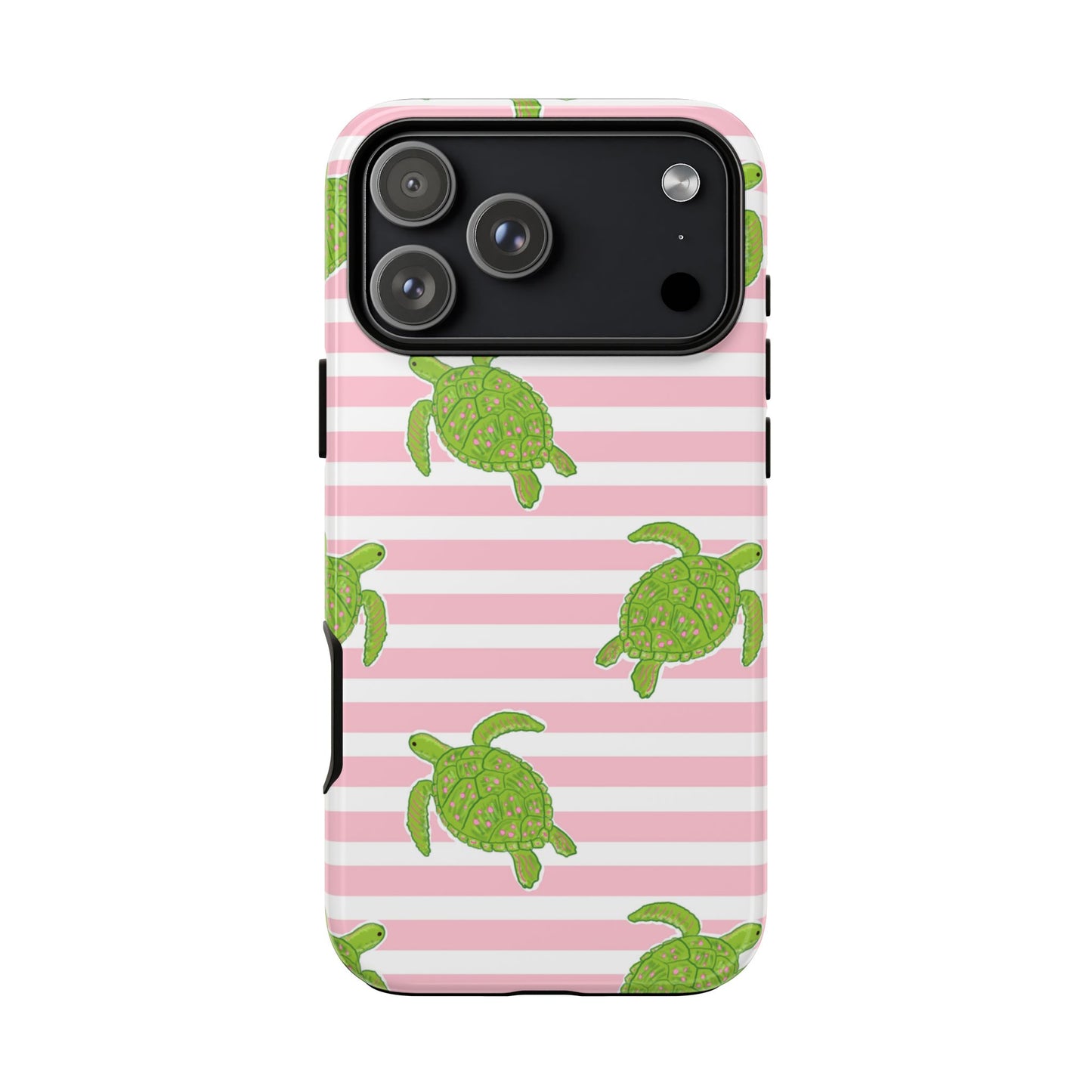 Green Sea Turtles Phone Case | Pink Stripes Tough Case | iPhone 17
