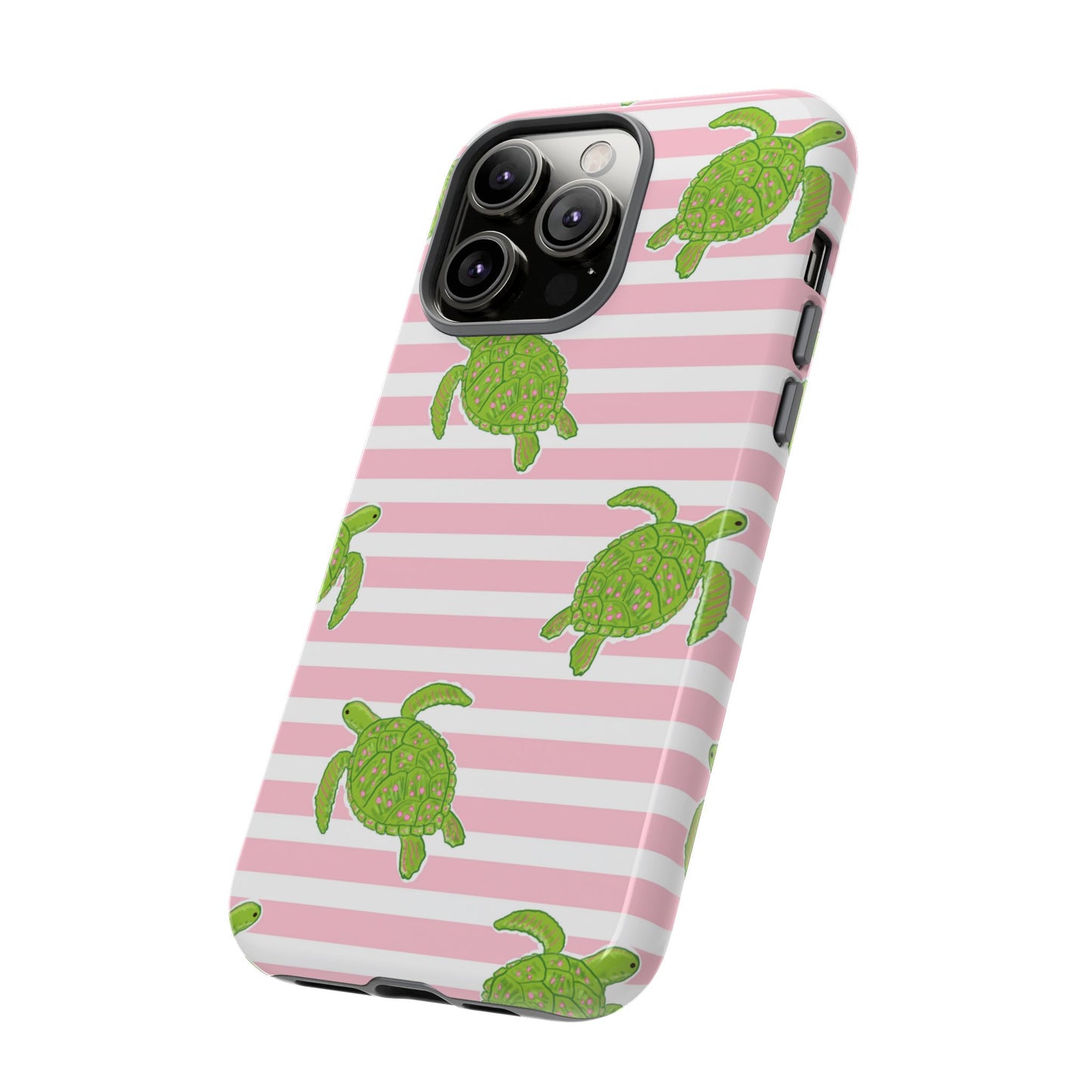 Green Sea Turtles Phone Case | Pink Stripes Tough Case | iPhone 17