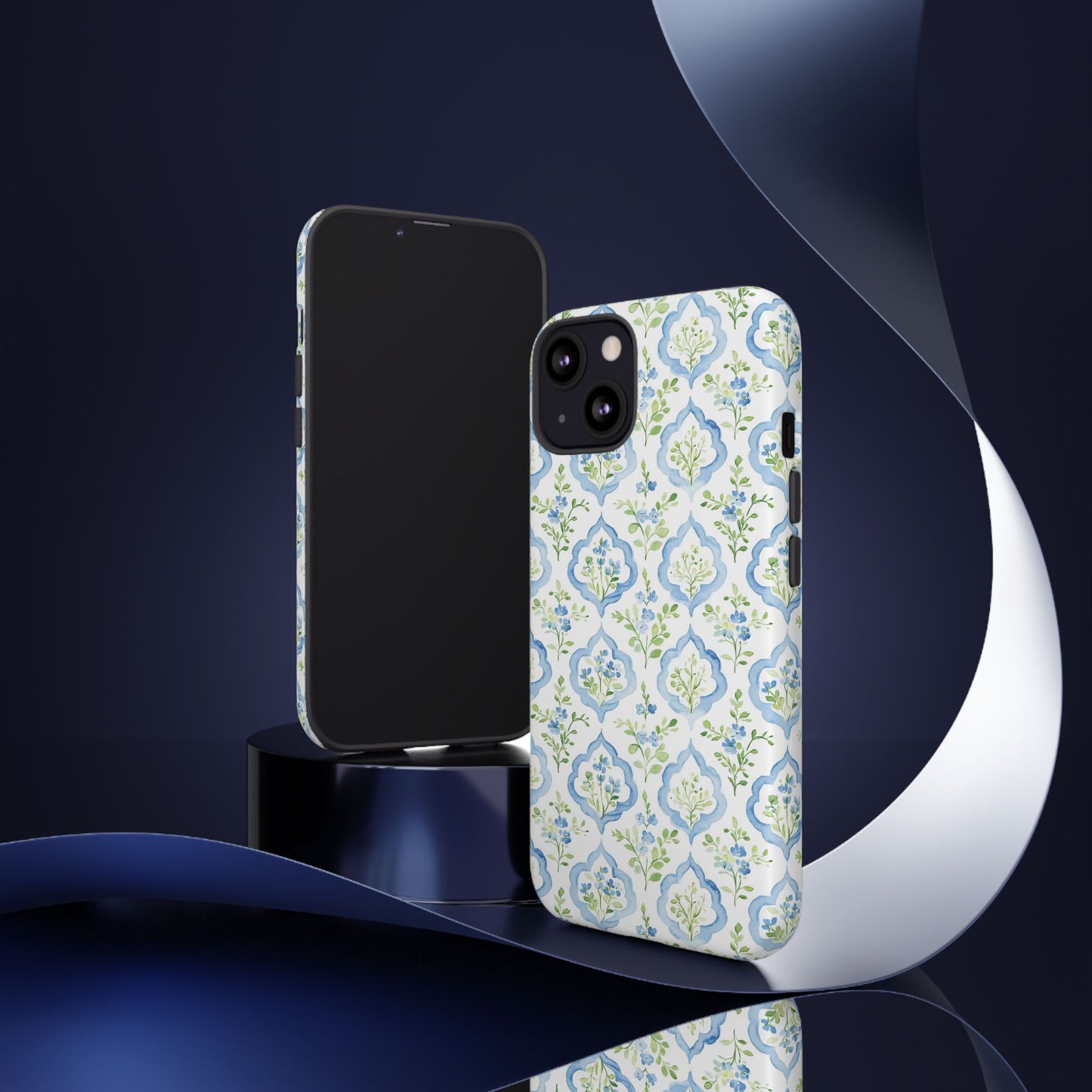 Blue Floral Damask phone case | Tough Case | iPhone 17
