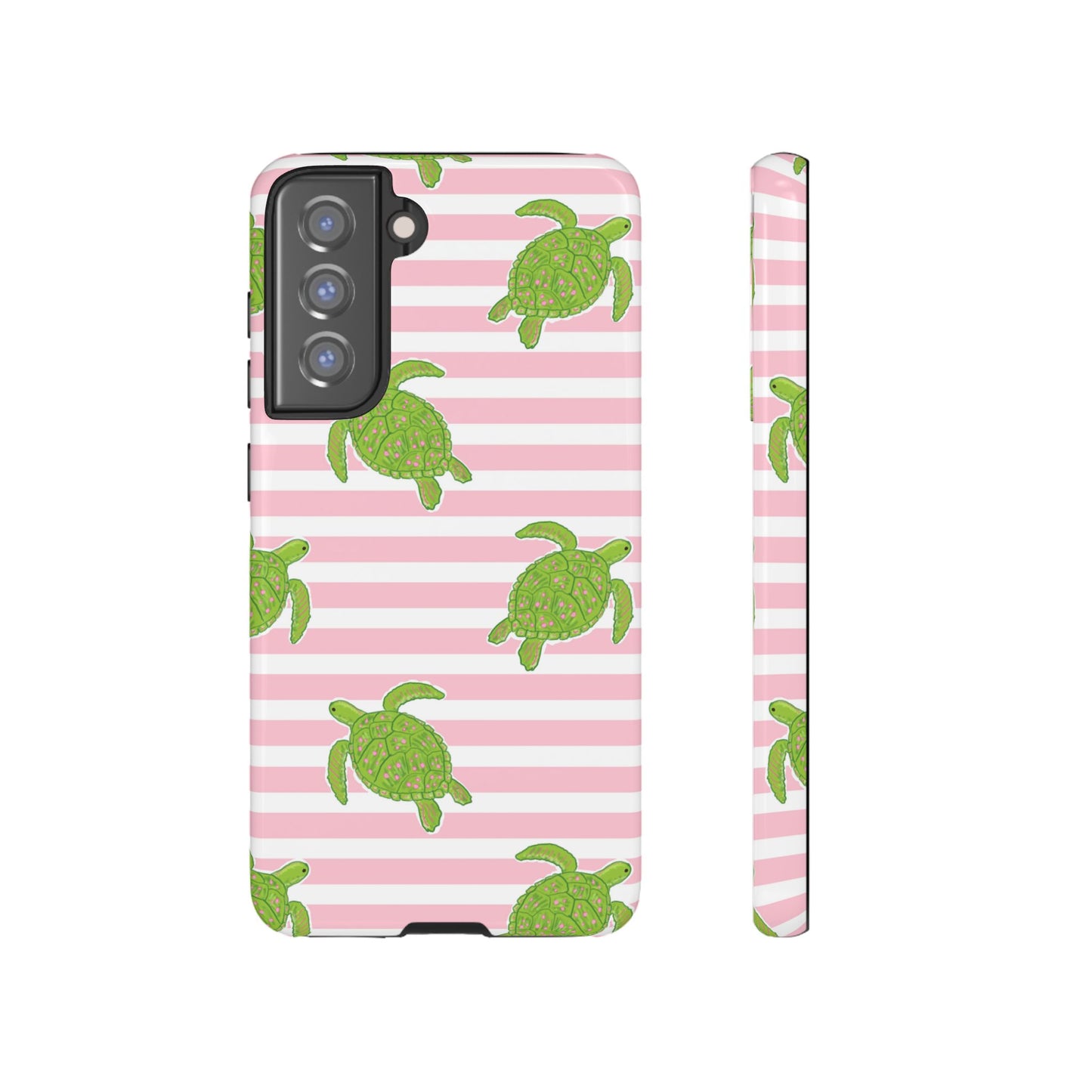 Green Sea Turtles Phone Case | Pink Stripes Tough Case | iPhone 17