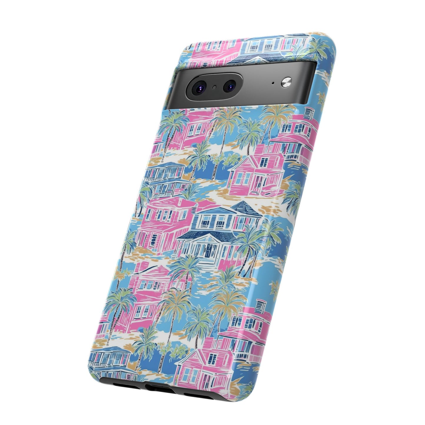 Tropical Beach Houses Tough Case | Palm Tree Coastal Phone Cover | iPhone 17