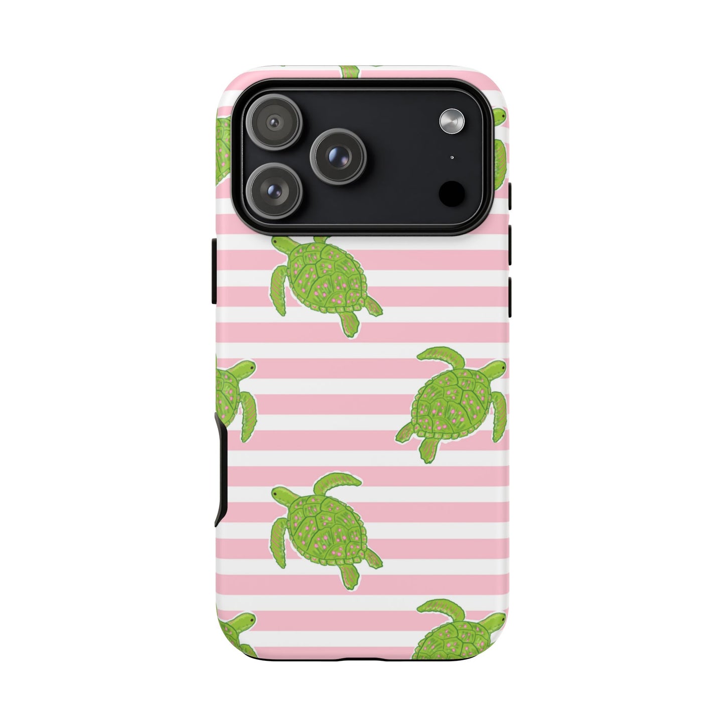 Green Sea Turtles Phone Case | Pink Stripes Tough Case | iPhone 17