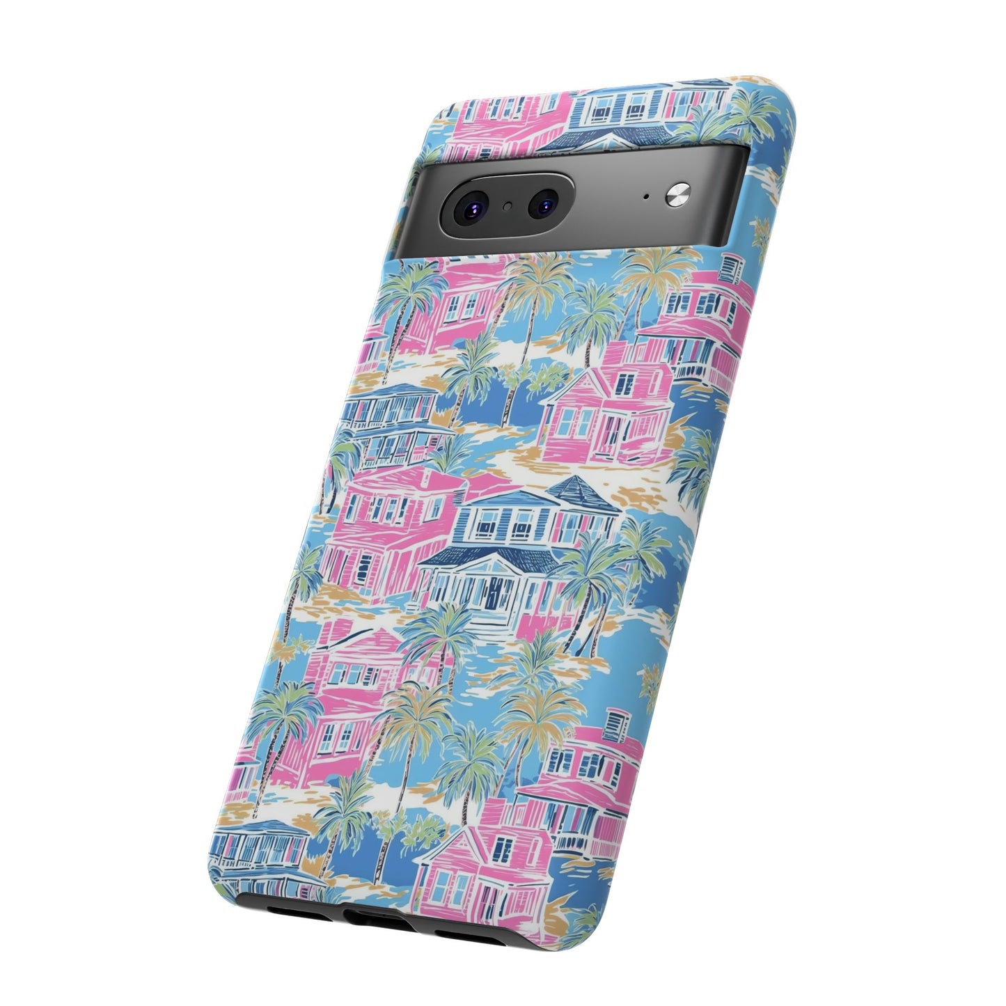 Tropical Beach Houses Tough Case | Palm Tree Coastal Phone Cover | iPhone 17