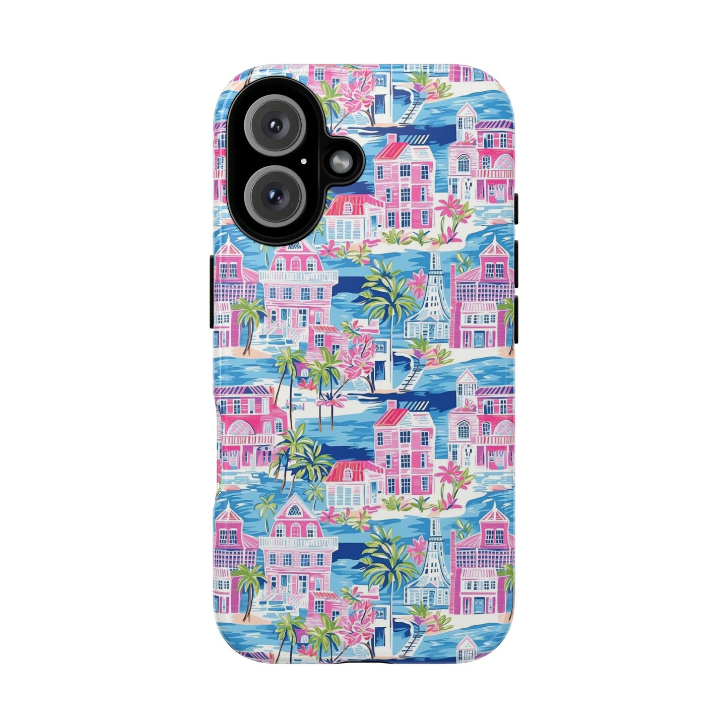 Pink Coastal Houses phone case | Tough Case | iPhone 17