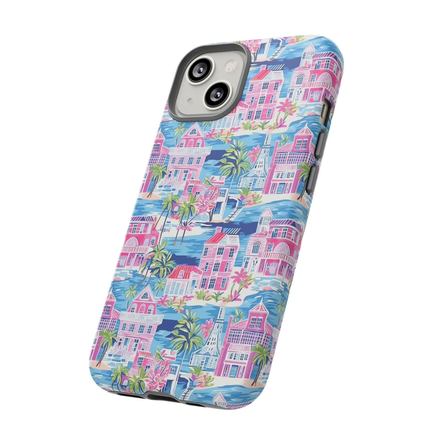 Pink Coastal Houses phone case | Tough Case | iPhone 17