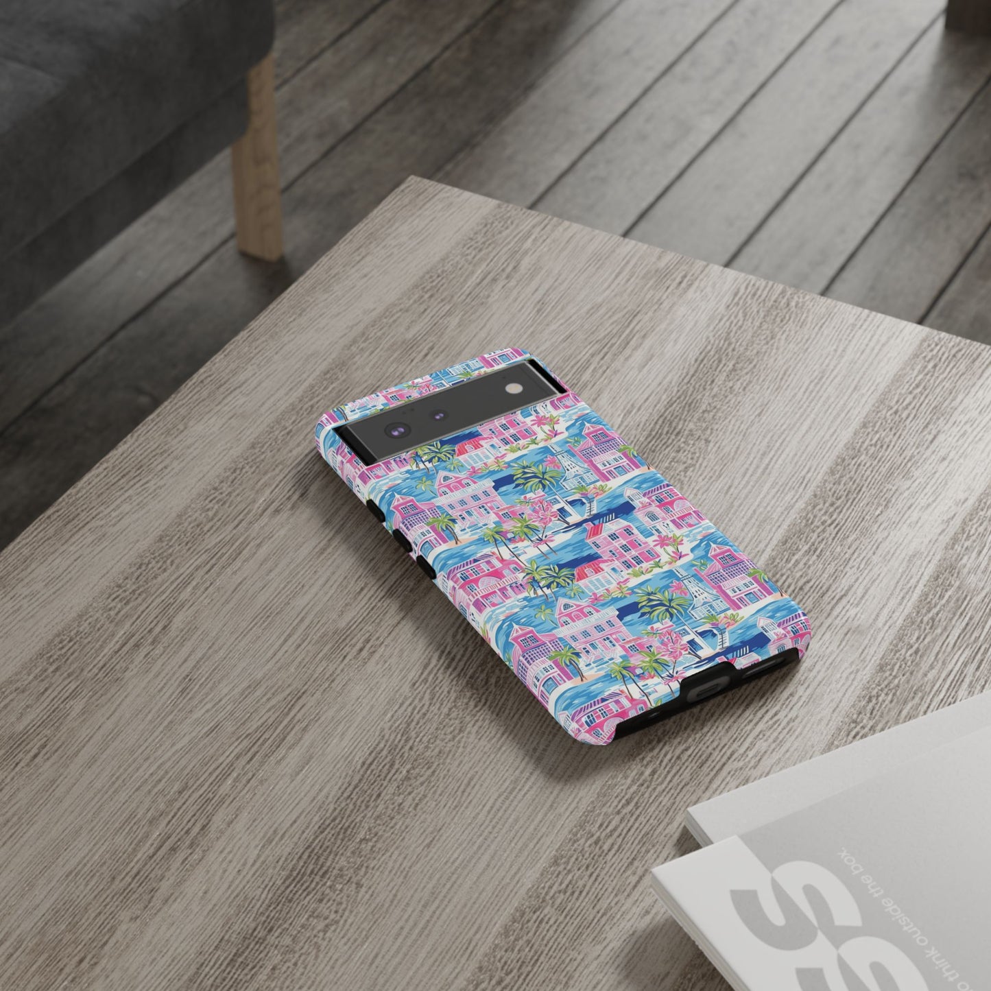 Pink Coastal Houses phone case | Tough Case | iPhone 17