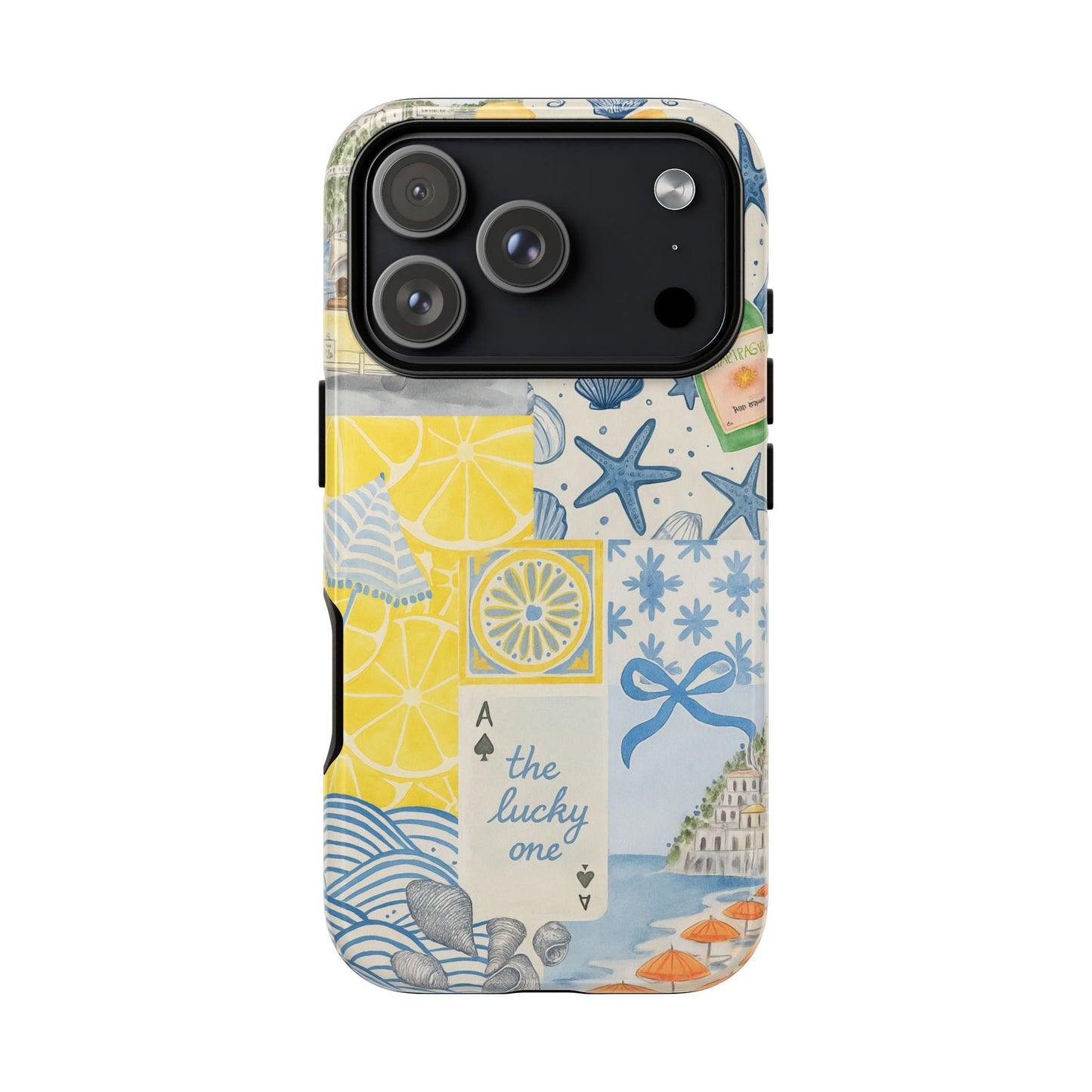 Coastal Collage Phone Case | Beach Shells, Starfish, Lemon, Scenic Travel | Italian Summer