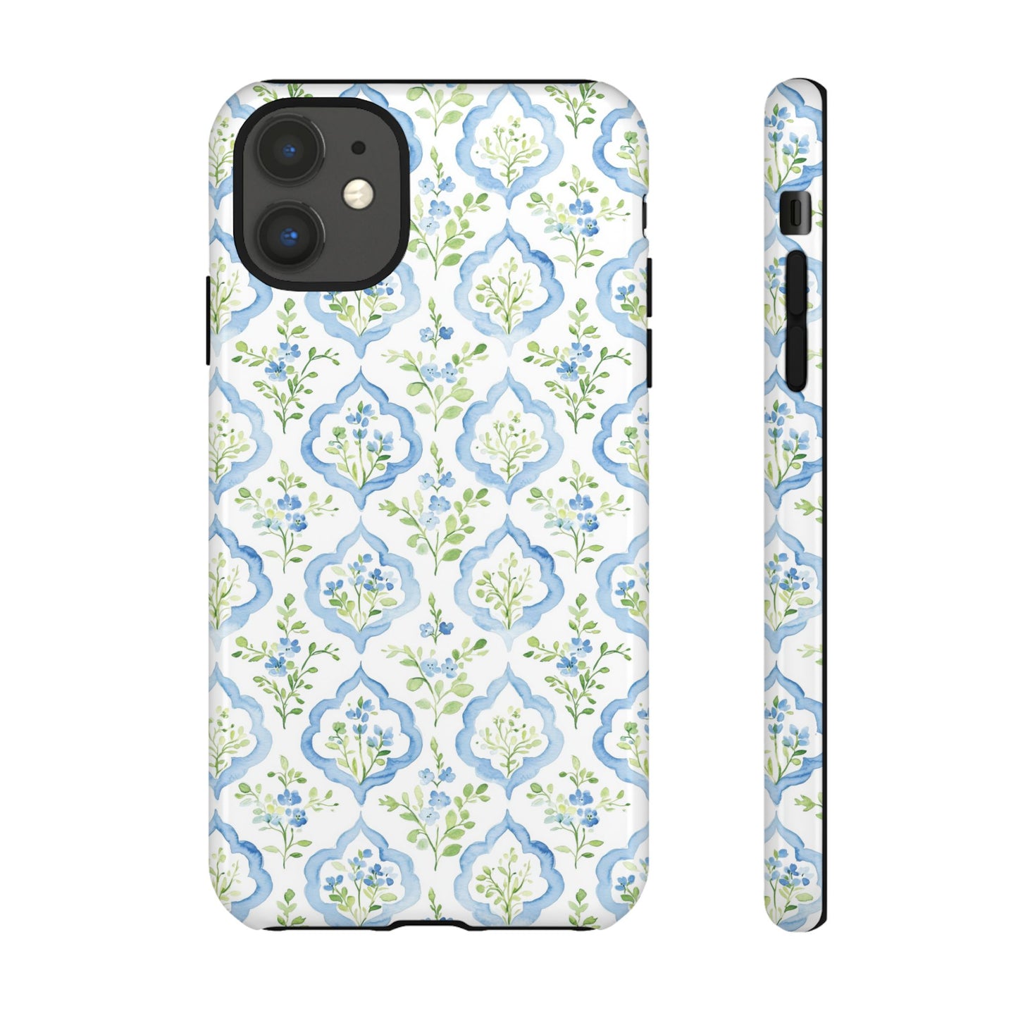 Blue Floral Damask phone case | Tough Case | iPhone 17