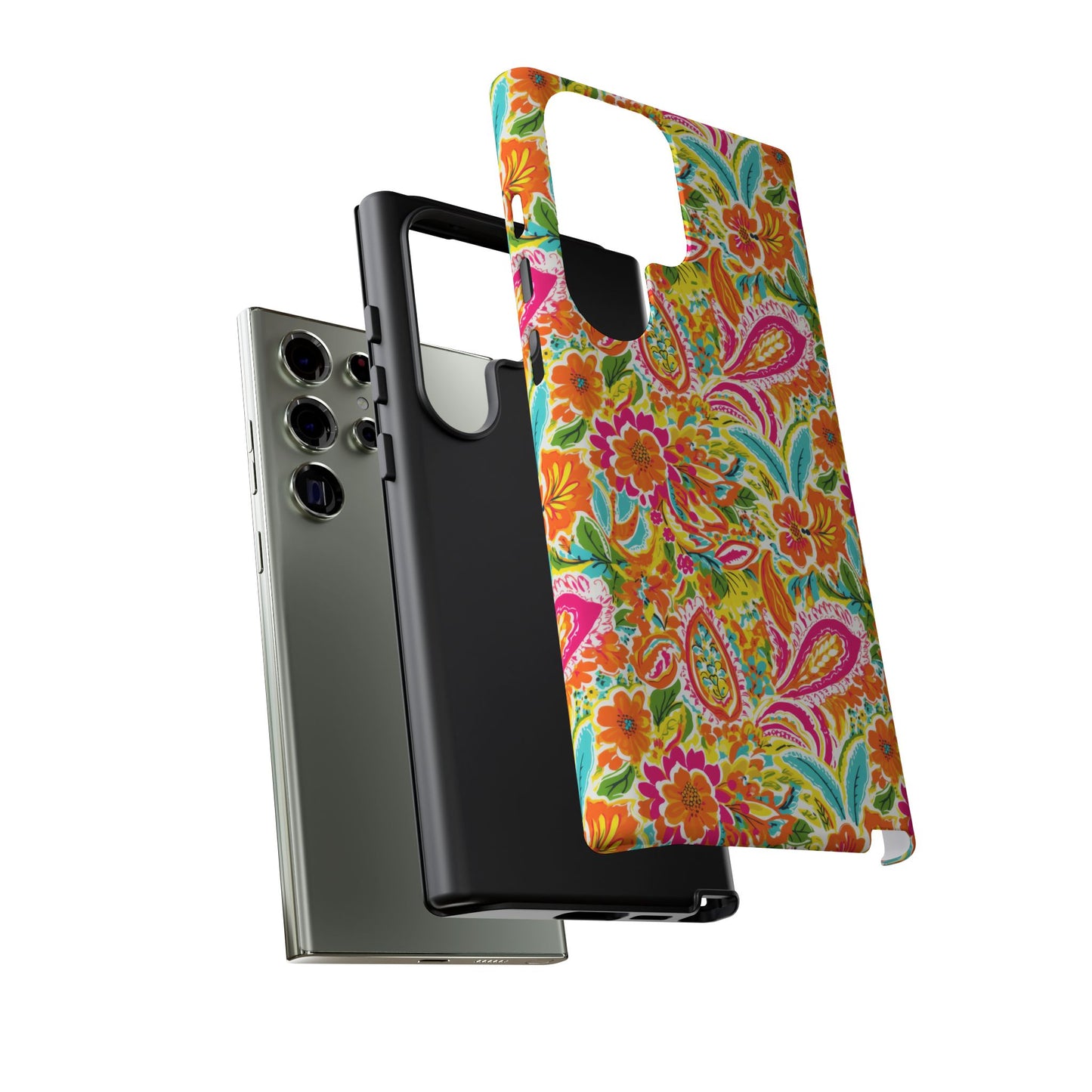 Vibrant Floral Paisley phone case | Tough Cases | Orange and Pink Floral | iPhone 17