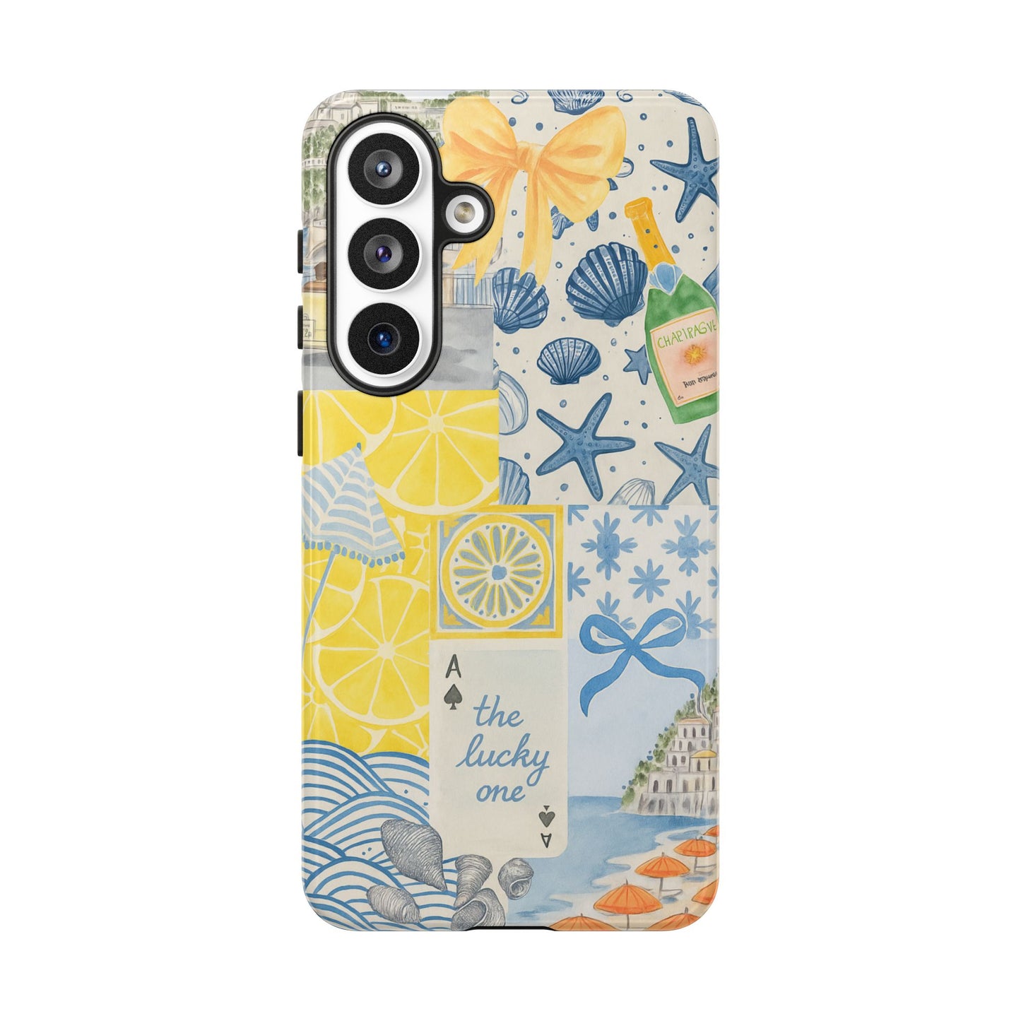 Coastal Collage Phone Case | Beach Shells, Starfish, Lemon, Scenic Travel | Italian Summer