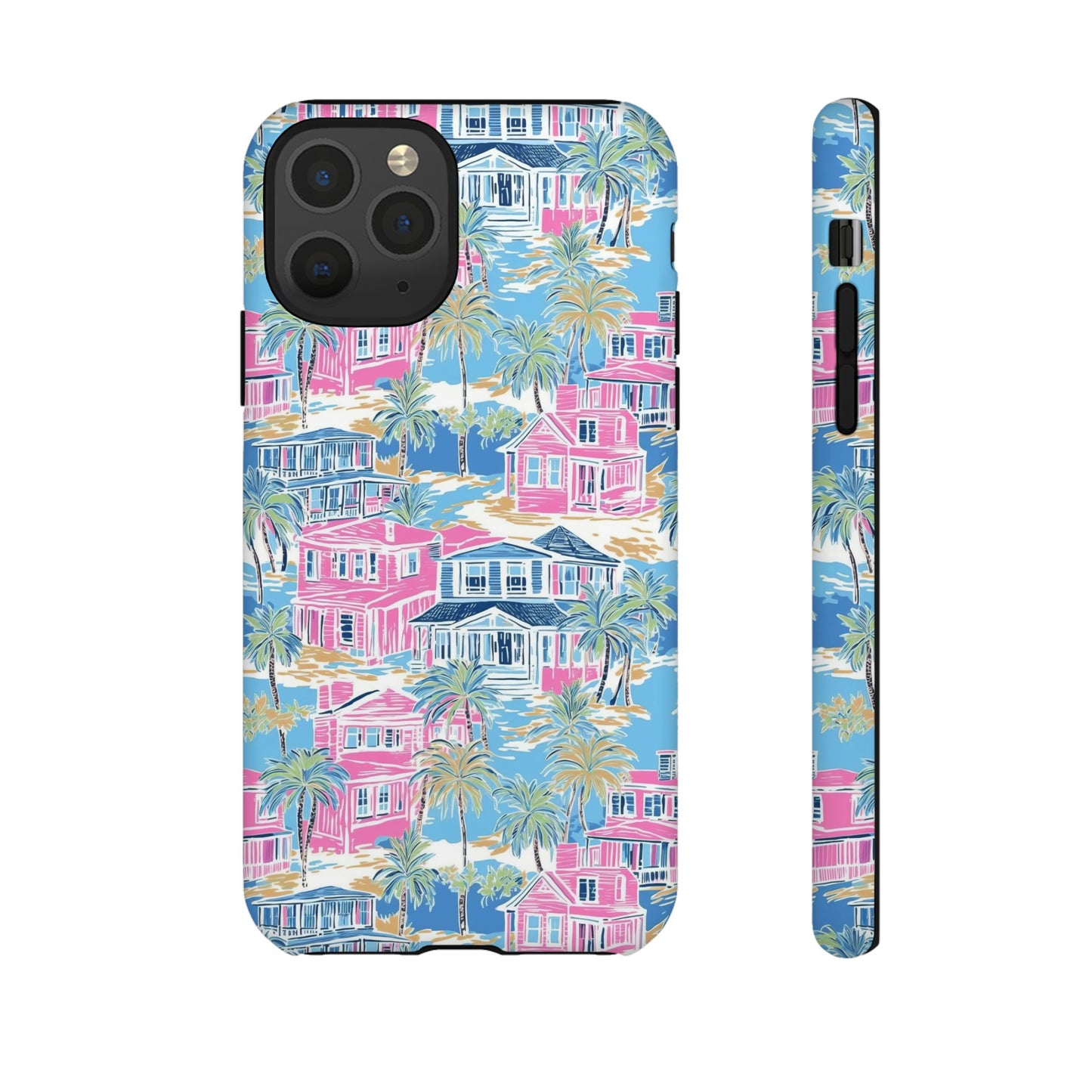 Tropical Beach Houses Tough Case | Palm Tree Coastal Phone Cover | iPhone 17
