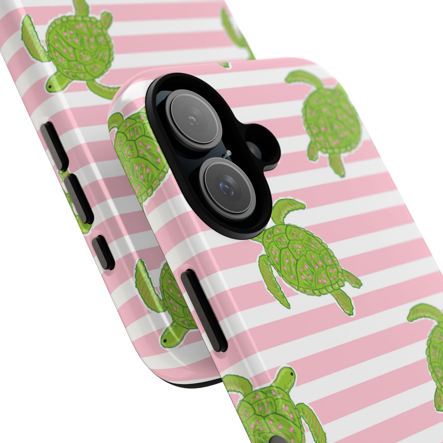 Green Sea Turtles Phone Case | Pink Stripes Tough Case | iPhone 17