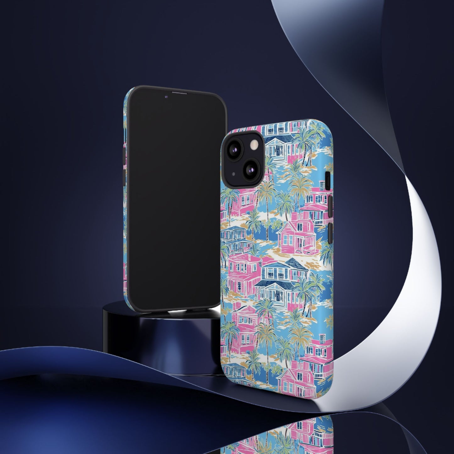 Tropical Beach Houses Tough Case | Palm Tree Coastal Phone Cover | iPhone 17