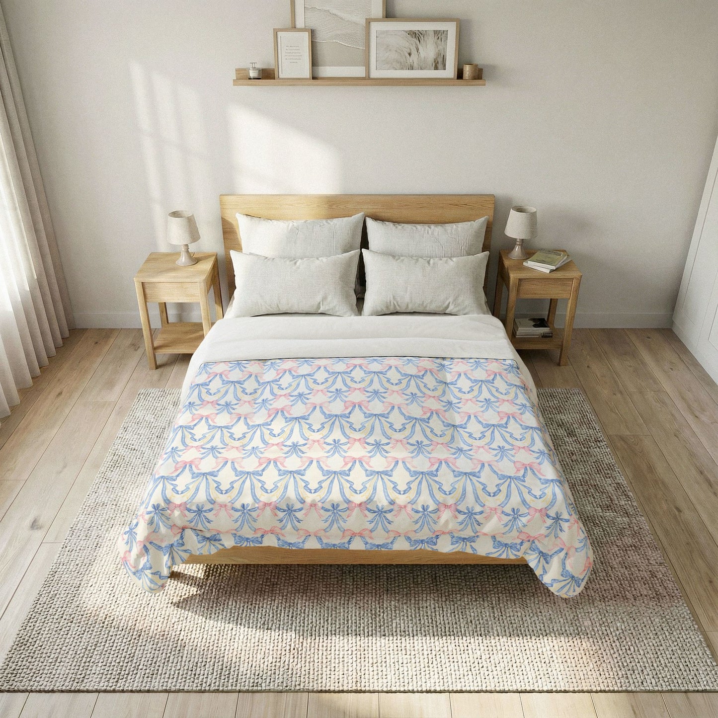Coquette Pink Bows Cotton Comforter — Romantic Floral Bow Bedding