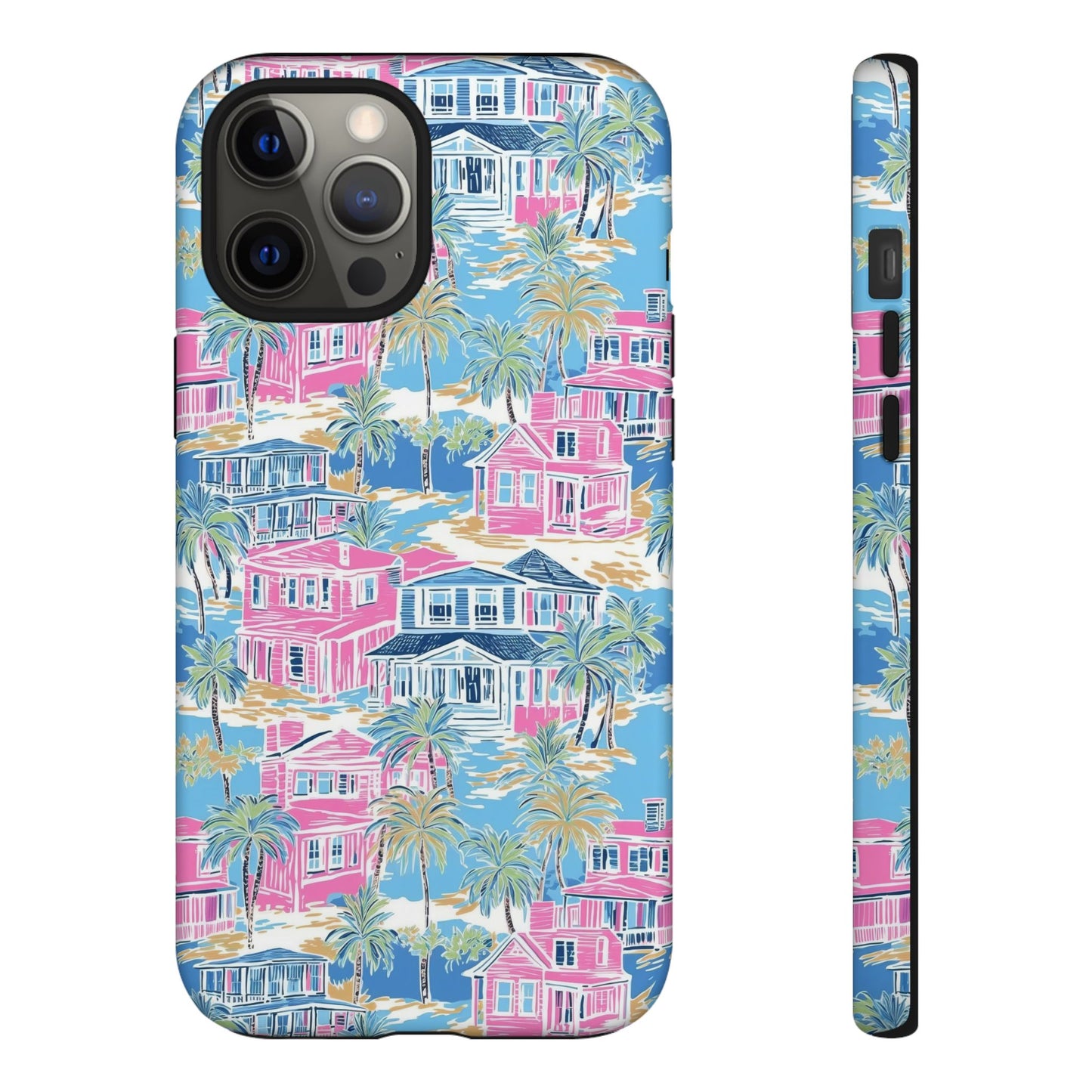 Tropical Beach Houses Tough Case | Palm Tree Coastal Phone Cover | iPhone 17