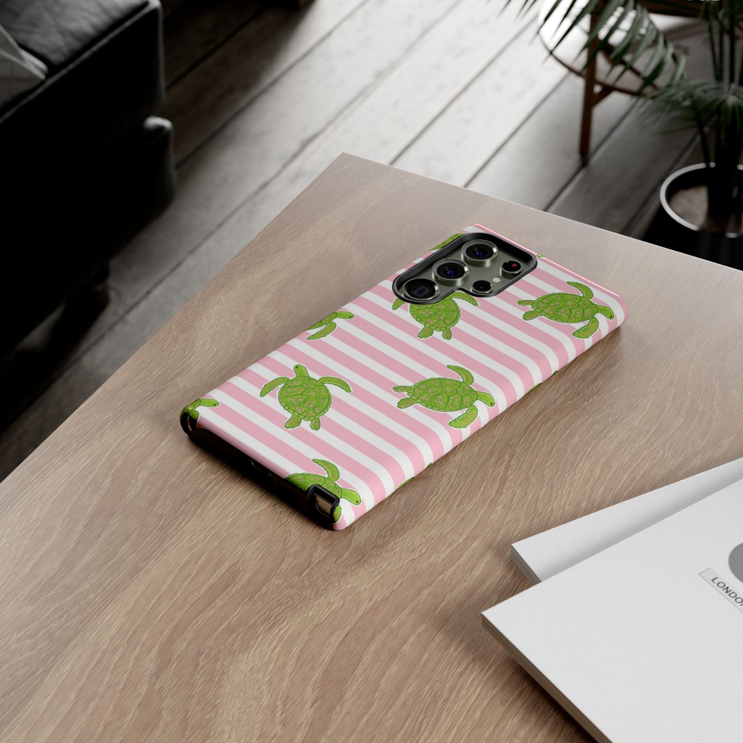 Green Sea Turtles Phone Case | Pink Stripes Tough Case | iPhone 17