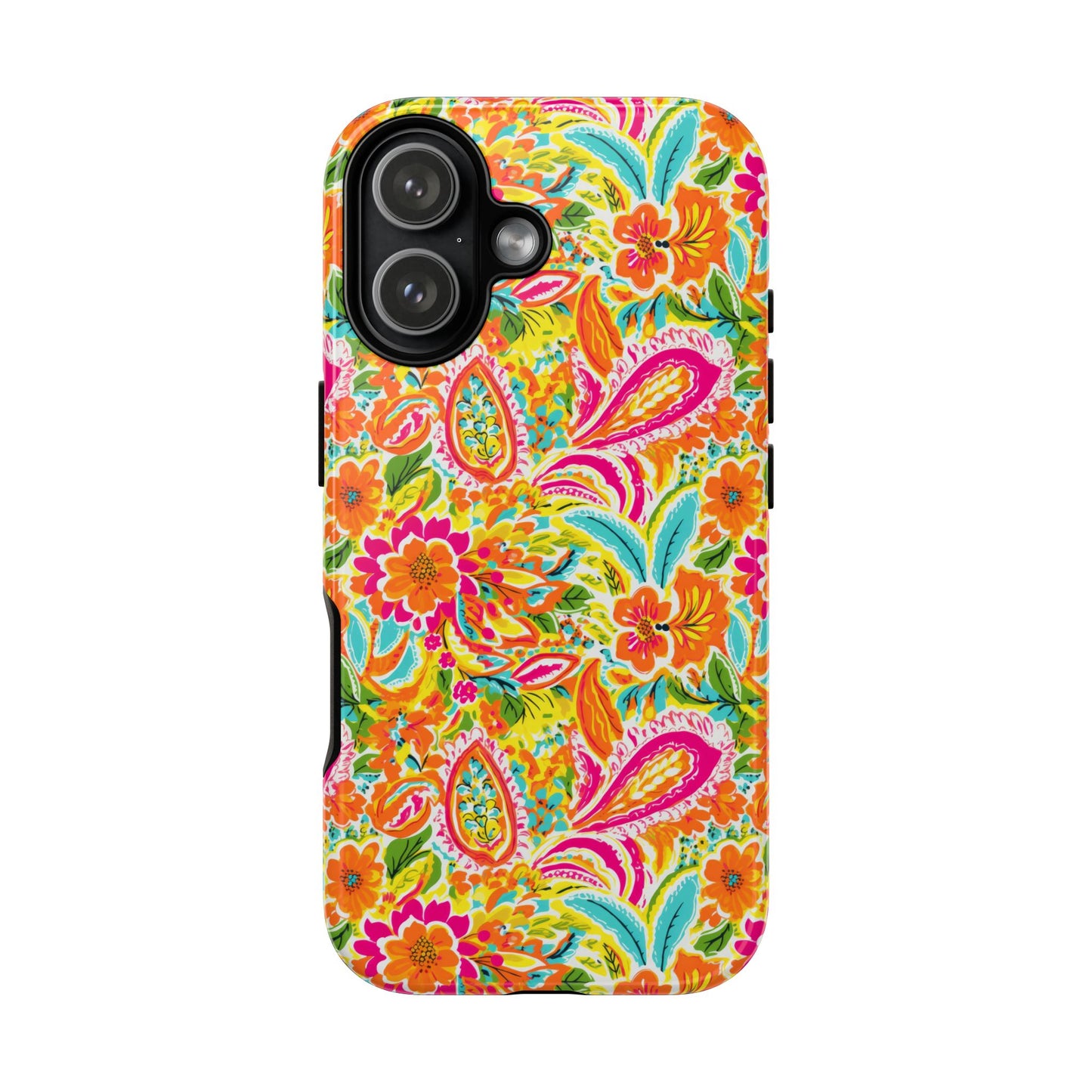Vibrant Floral Paisley phone case | Tough Cases | Orange and Pink Floral | iPhone 17