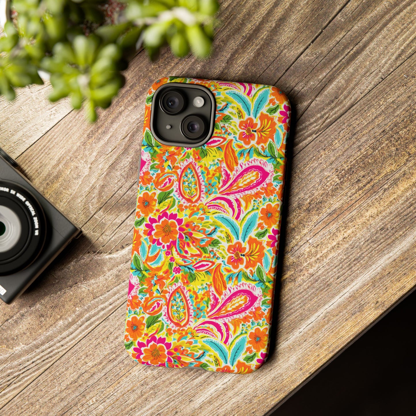 Vibrant Floral Paisley phone case | Tough Cases | Orange and Pink Floral | iPhone 17