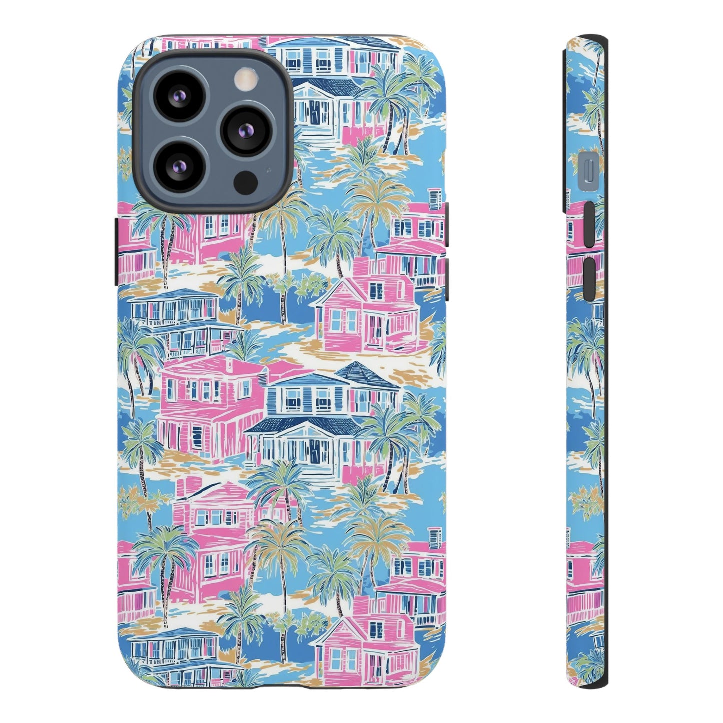Tropical Beach Houses Tough Case | Palm Tree Coastal Phone Cover | iPhone 17