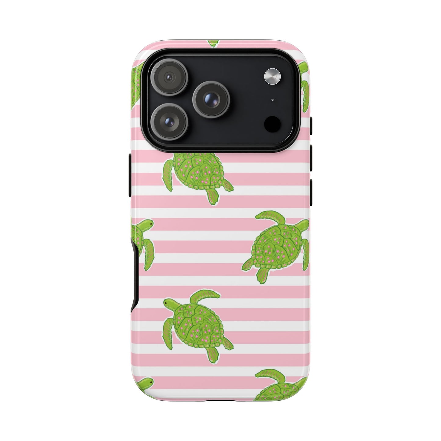 Green Sea Turtles Phone Case | Pink Stripes Tough Case | iPhone 17