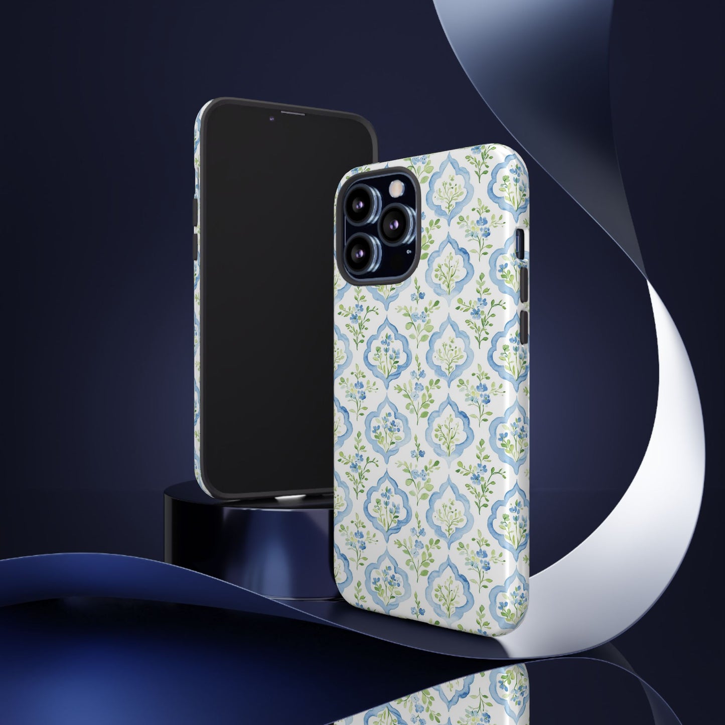Blue Floral Damask phone case | Tough Case | iPhone 17