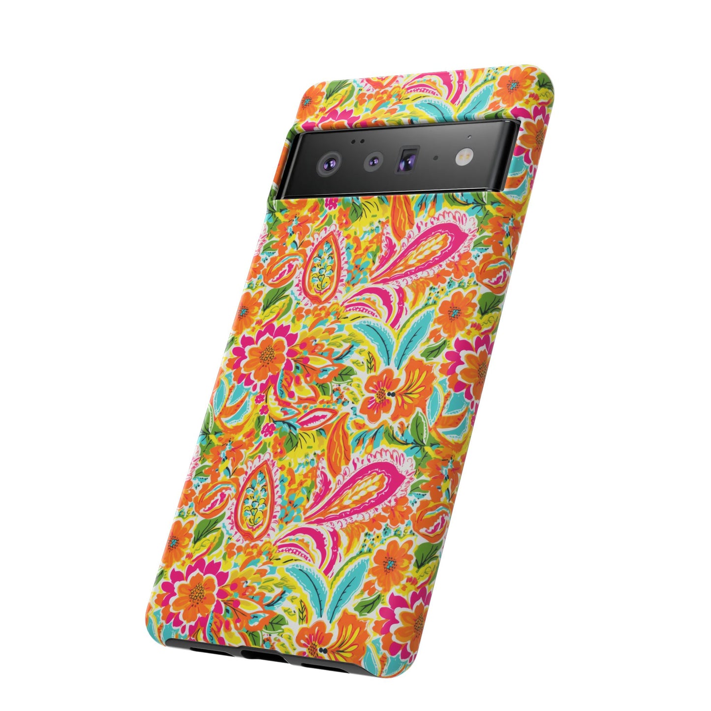 Vibrant Floral Paisley phone case | Tough Cases | Orange and Pink Floral | iPhone 17