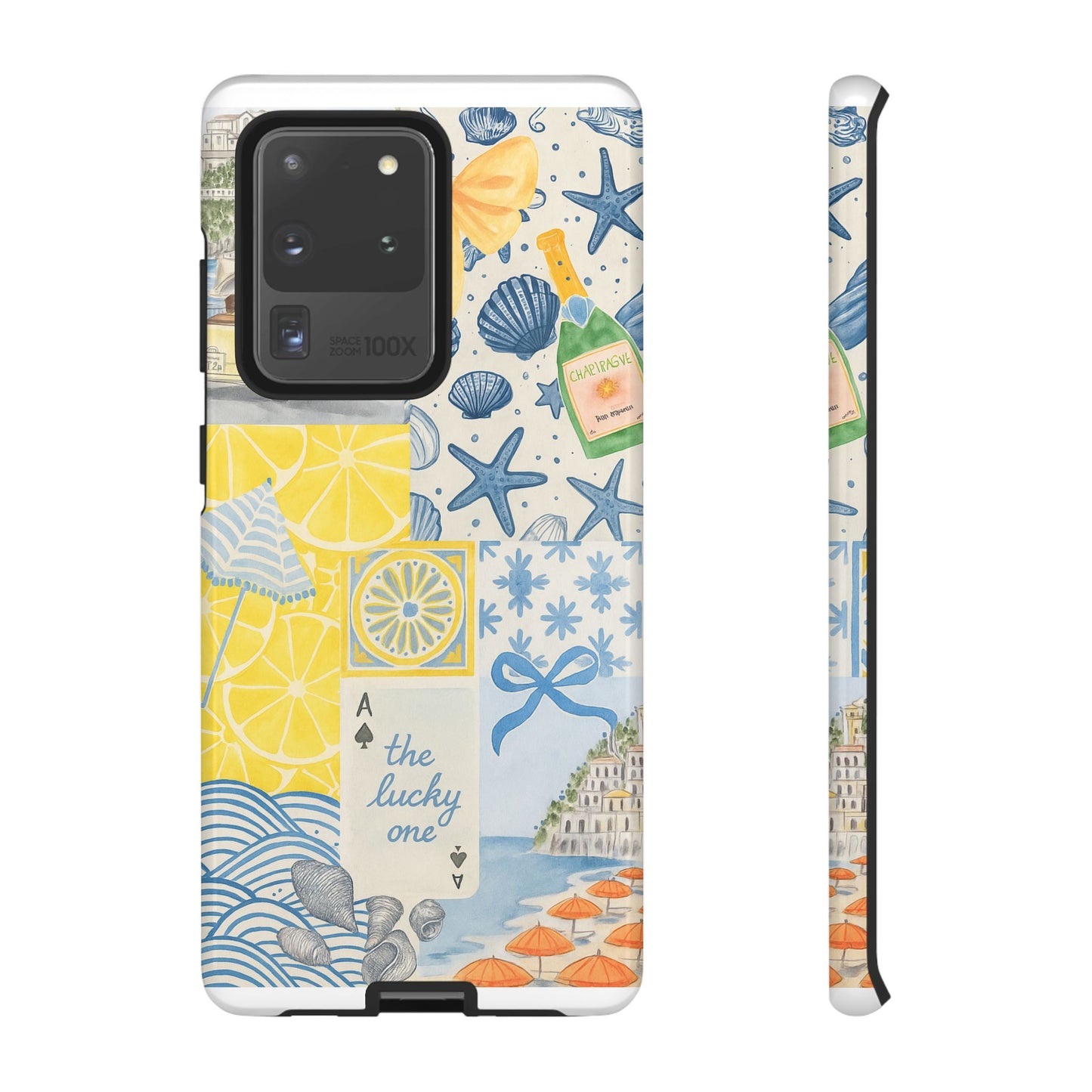 Coastal Collage Phone Case | Beach Shells, Starfish, Lemon, Scenic Travel | Italian Summer