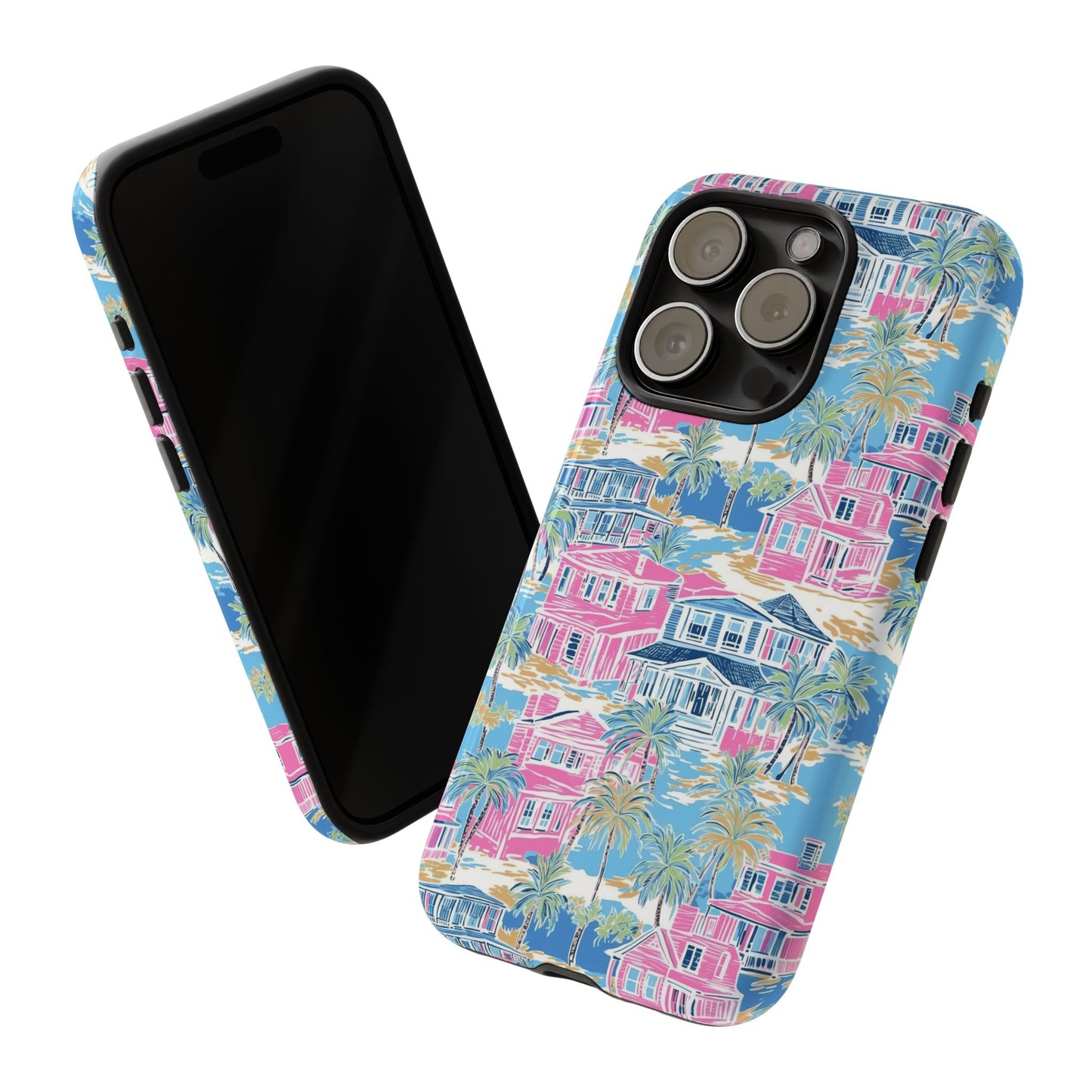 Tropical Beach Houses Tough Case | Palm Tree Coastal Phone Cover | iPhone 17