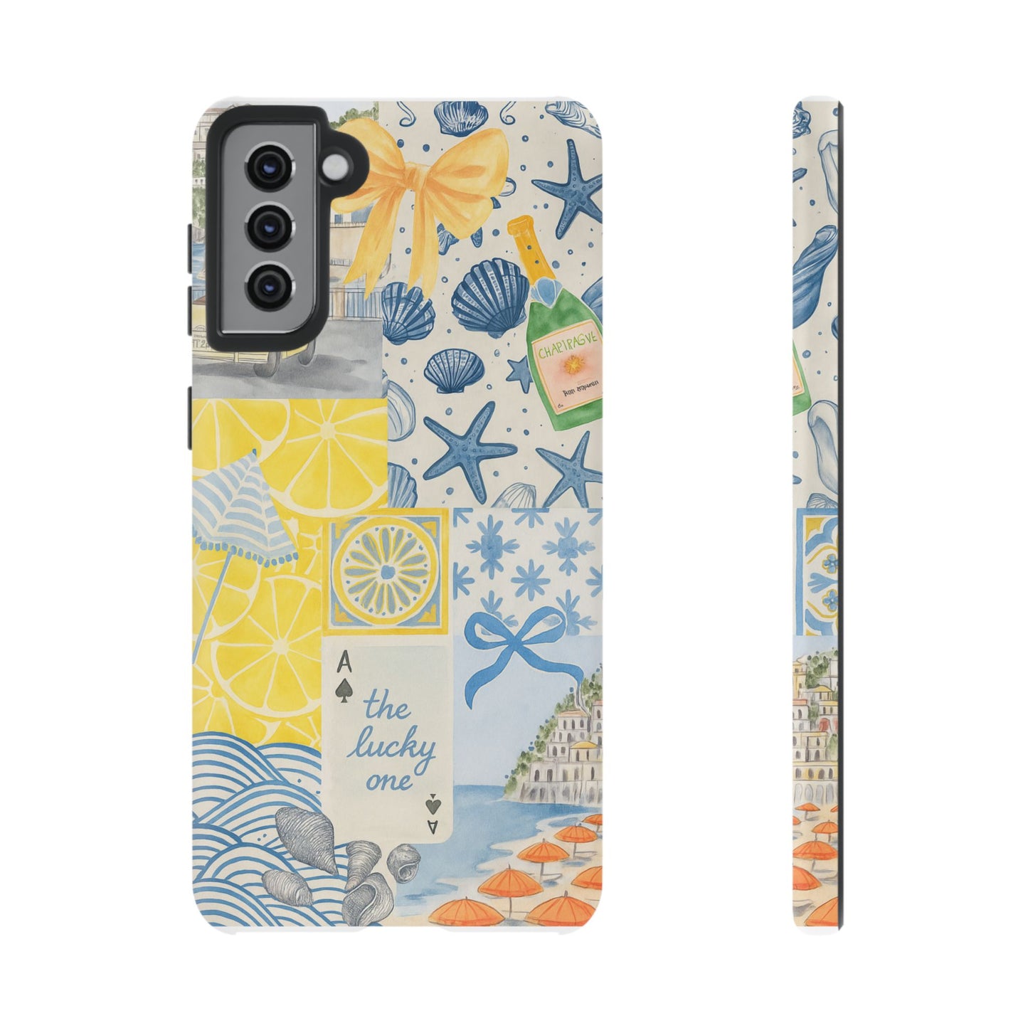 Coastal Collage Phone Case | Beach Shells, Starfish, Lemon, Scenic Travel | Italian Summer