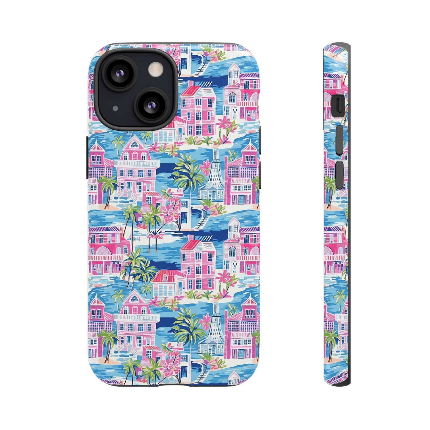 Pink Coastal Houses phone case | Tough Case | iPhone 17