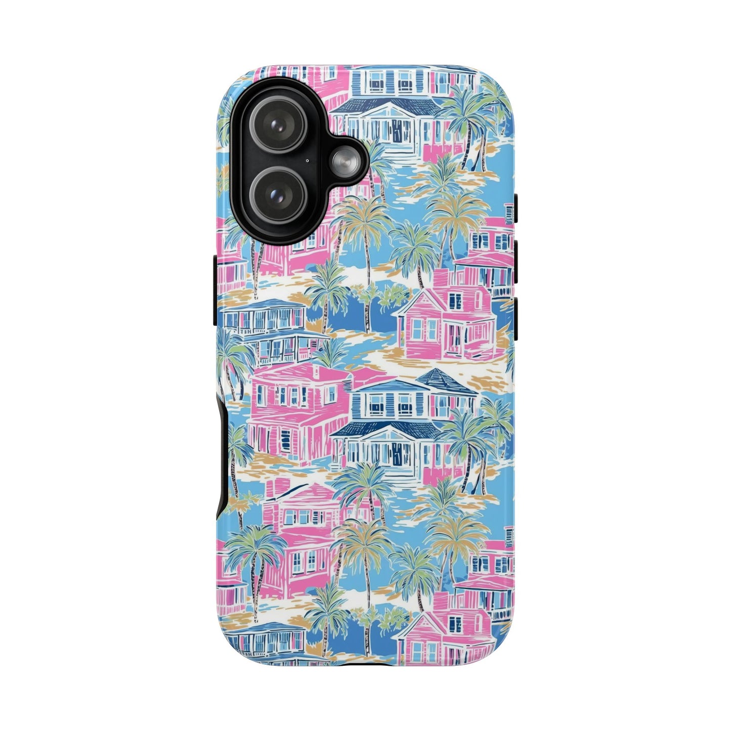 Tropical Beach Houses Tough Case | Palm Tree Coastal Phone Cover | iPhone 17