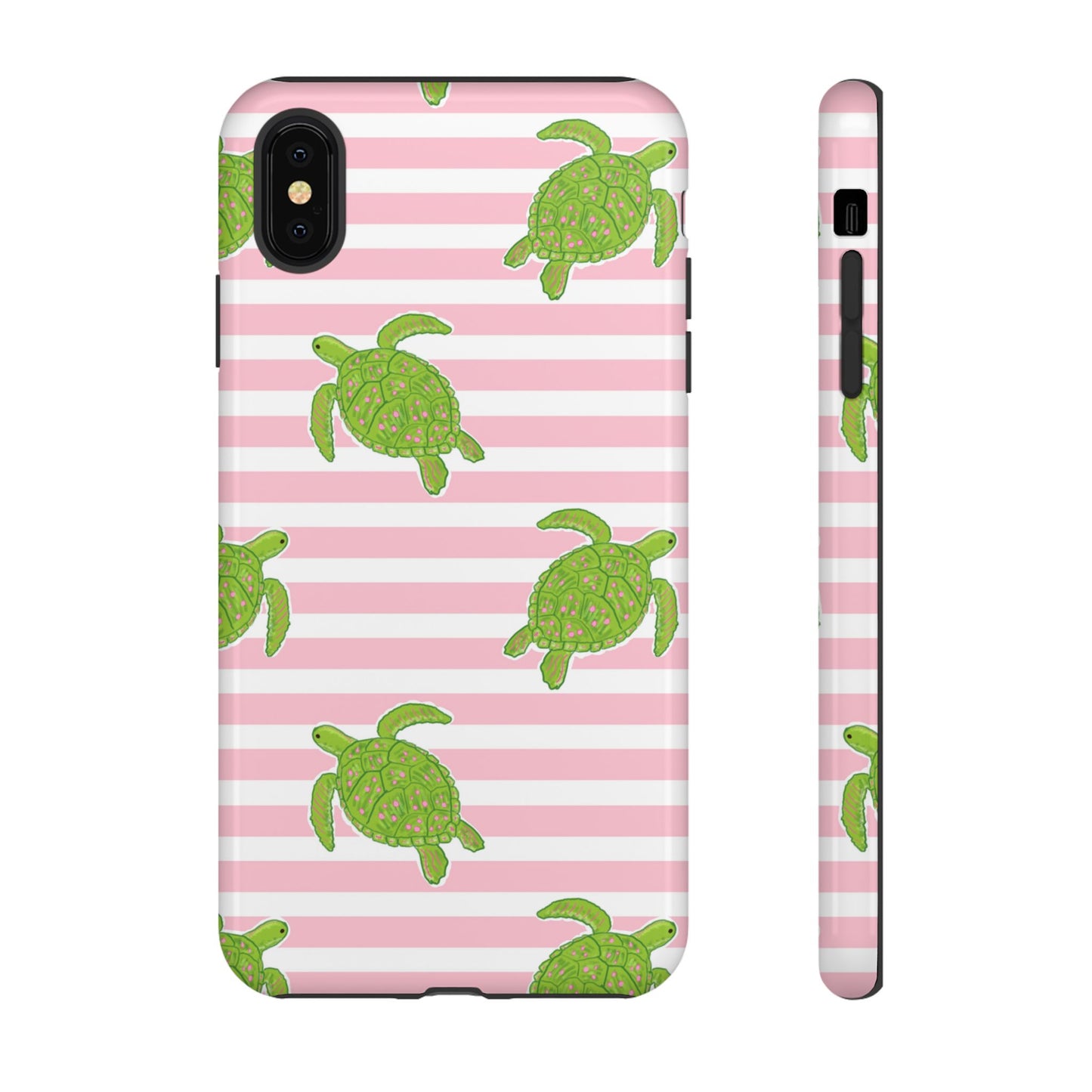 Green Sea Turtles Phone Case | Pink Stripes Tough Case | iPhone 17
