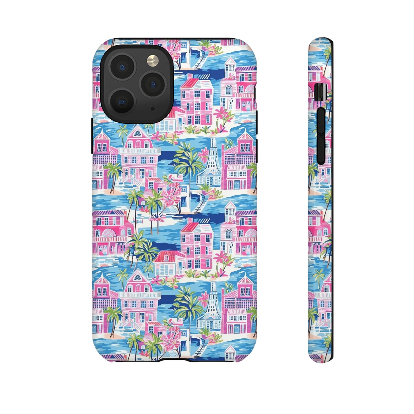 Pink Coastal Houses phone case | Tough Case | iPhone 17