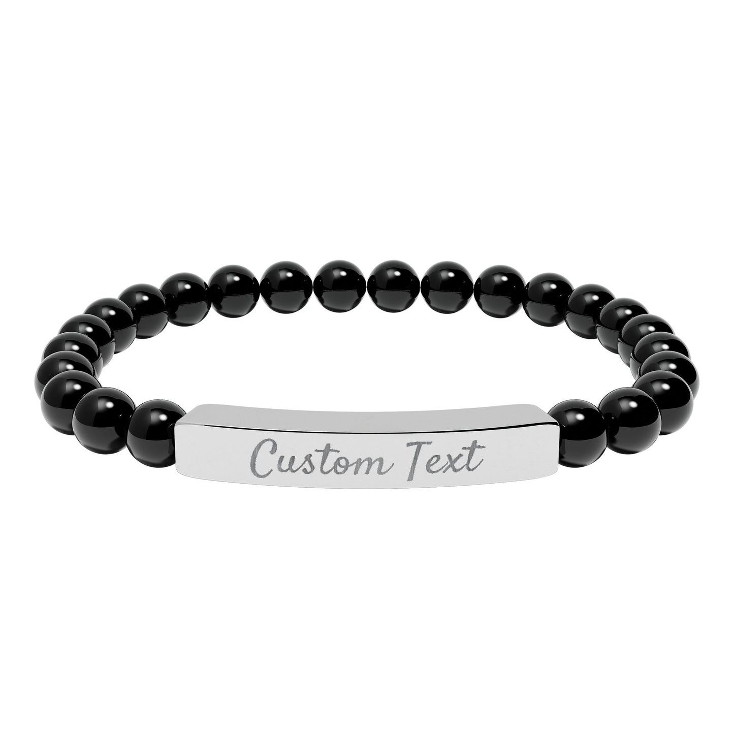 Engravable Natural Stone Bar Bracelet — Custom Name Stretch Bracelet