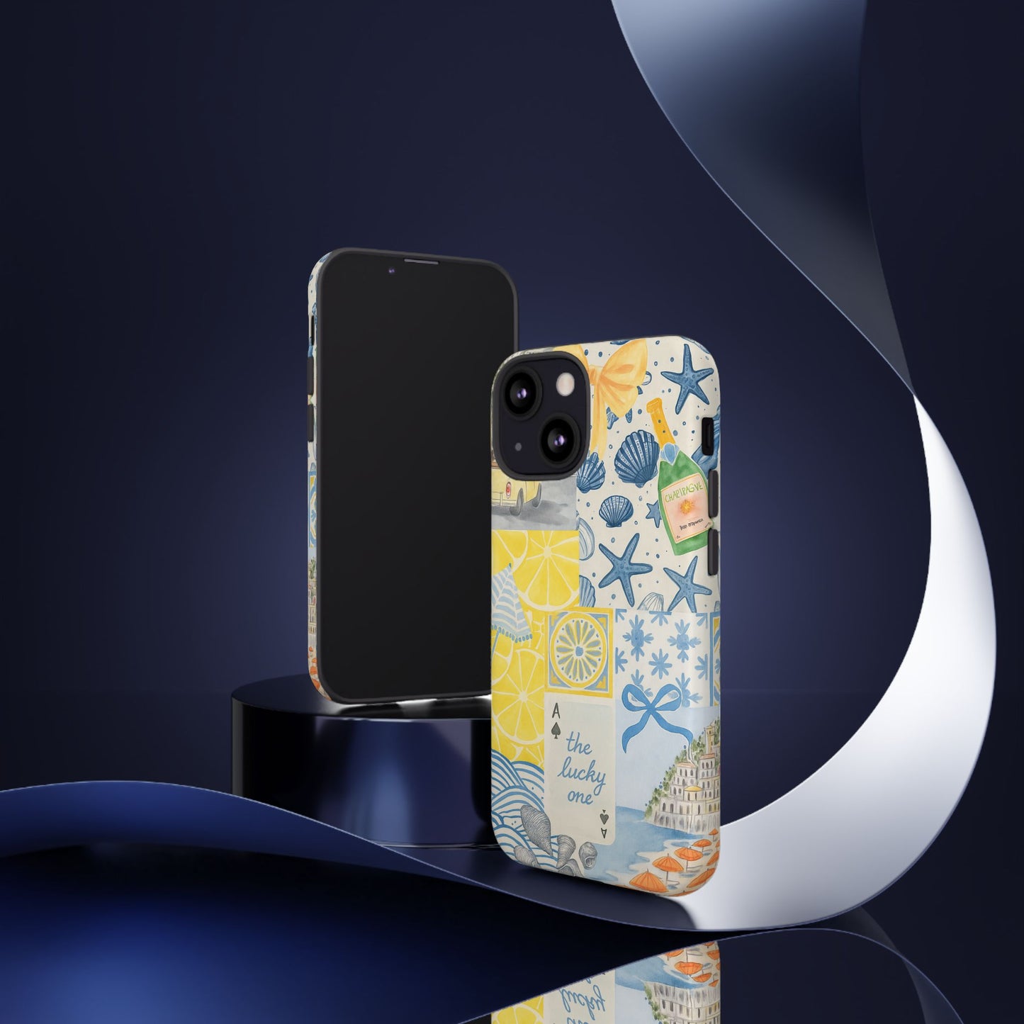 Coastal Collage Phone Case | Beach Shells, Starfish, Lemon, Scenic Travel | Italian Summer