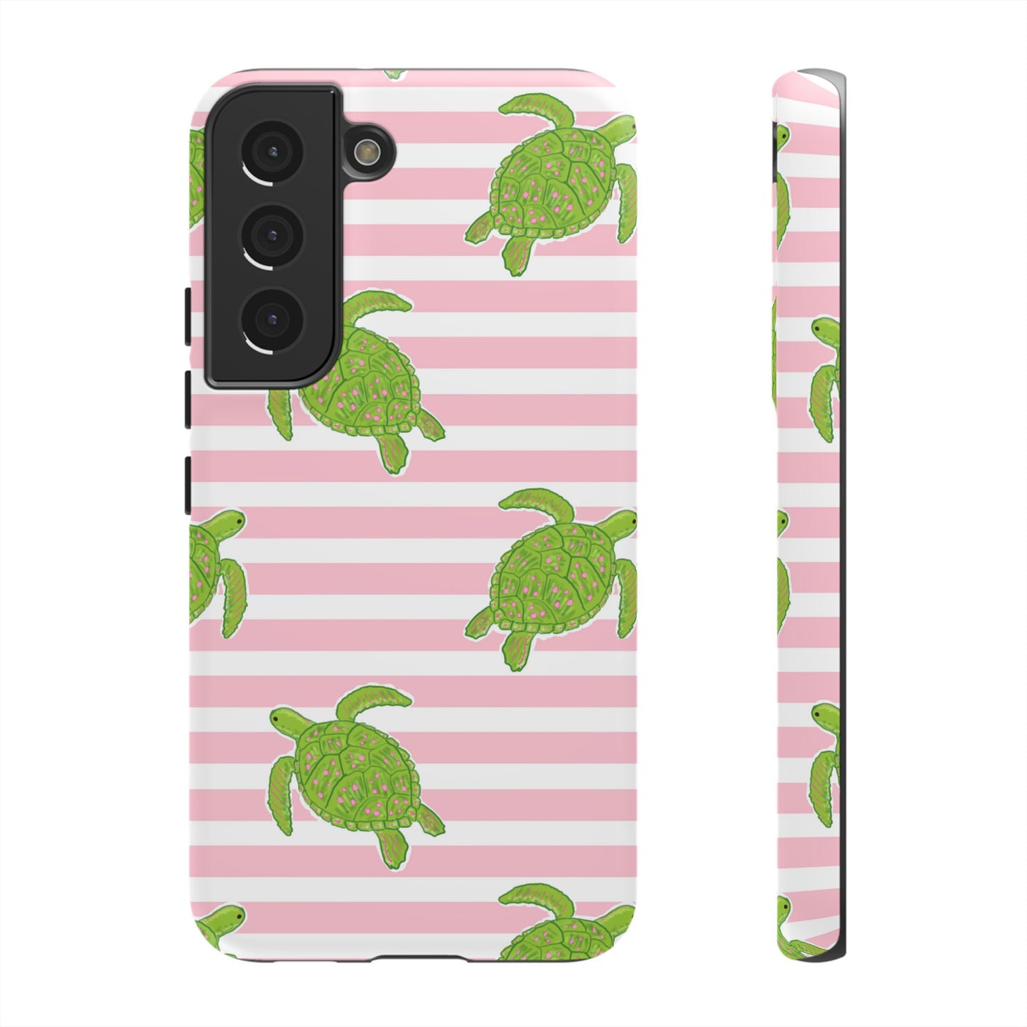 Green Sea Turtles Phone Case | Pink Stripes Tough Case | iPhone 17