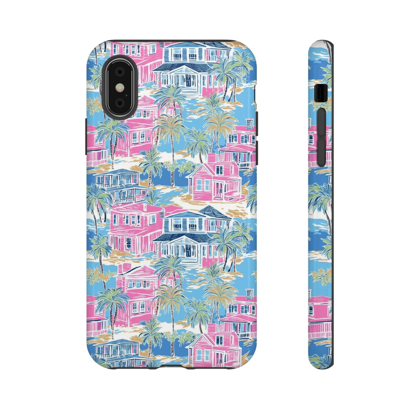 Tropical Beach Houses Tough Case | Palm Tree Coastal Phone Cover | iPhone 17