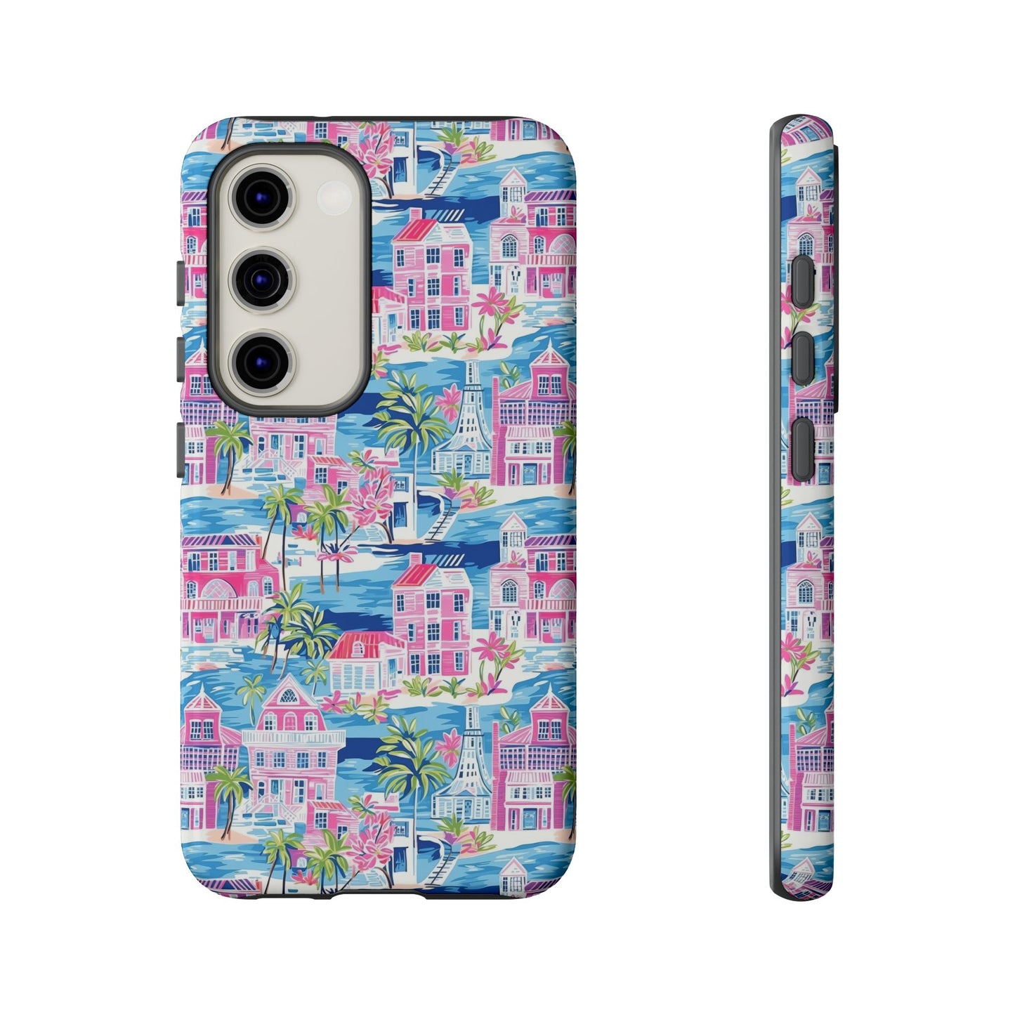 Pink Coastal Houses phone case | Tough Case | iPhone 17