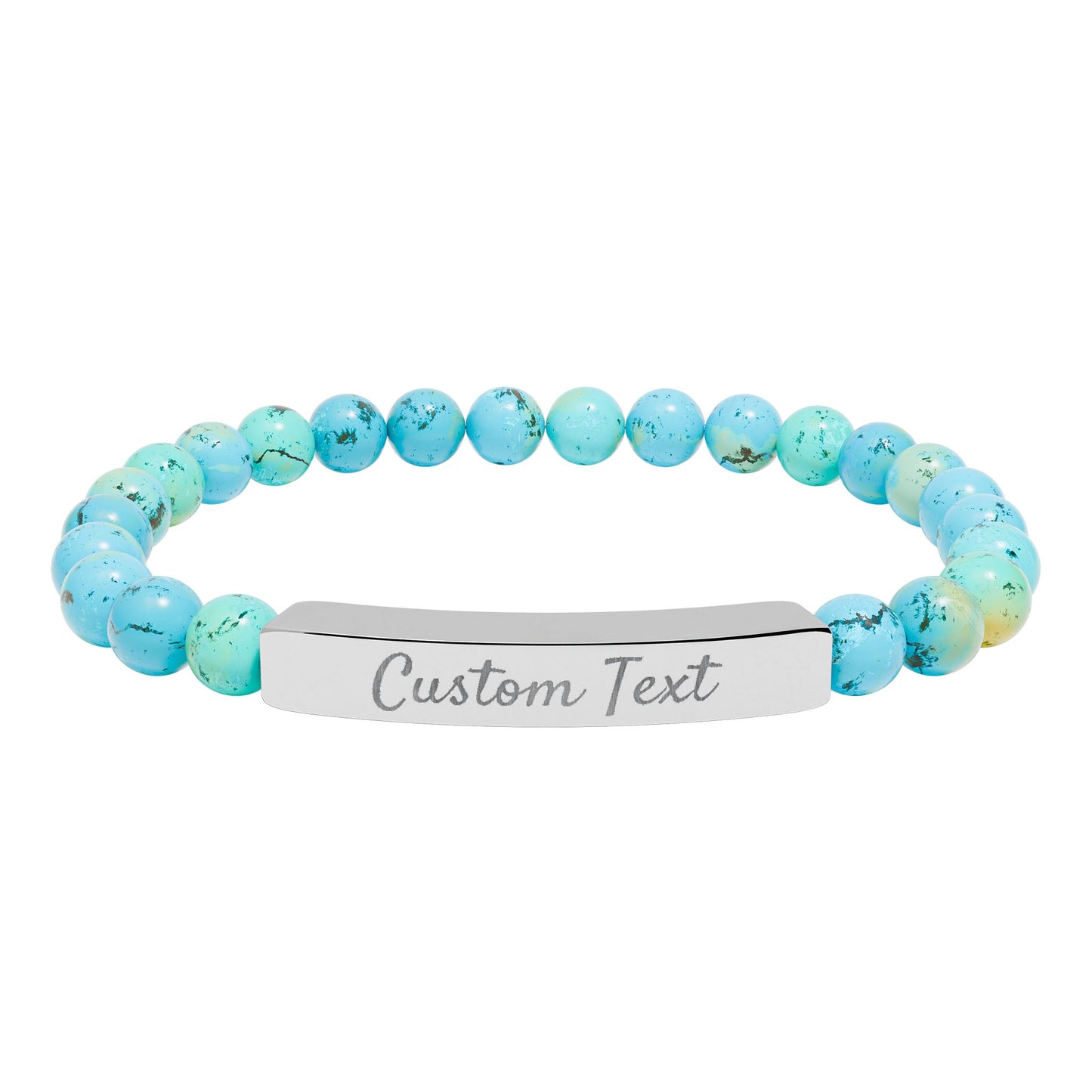 Engravable Natural Stone Bar Bracelet — Custom Name Stretch Bracelet