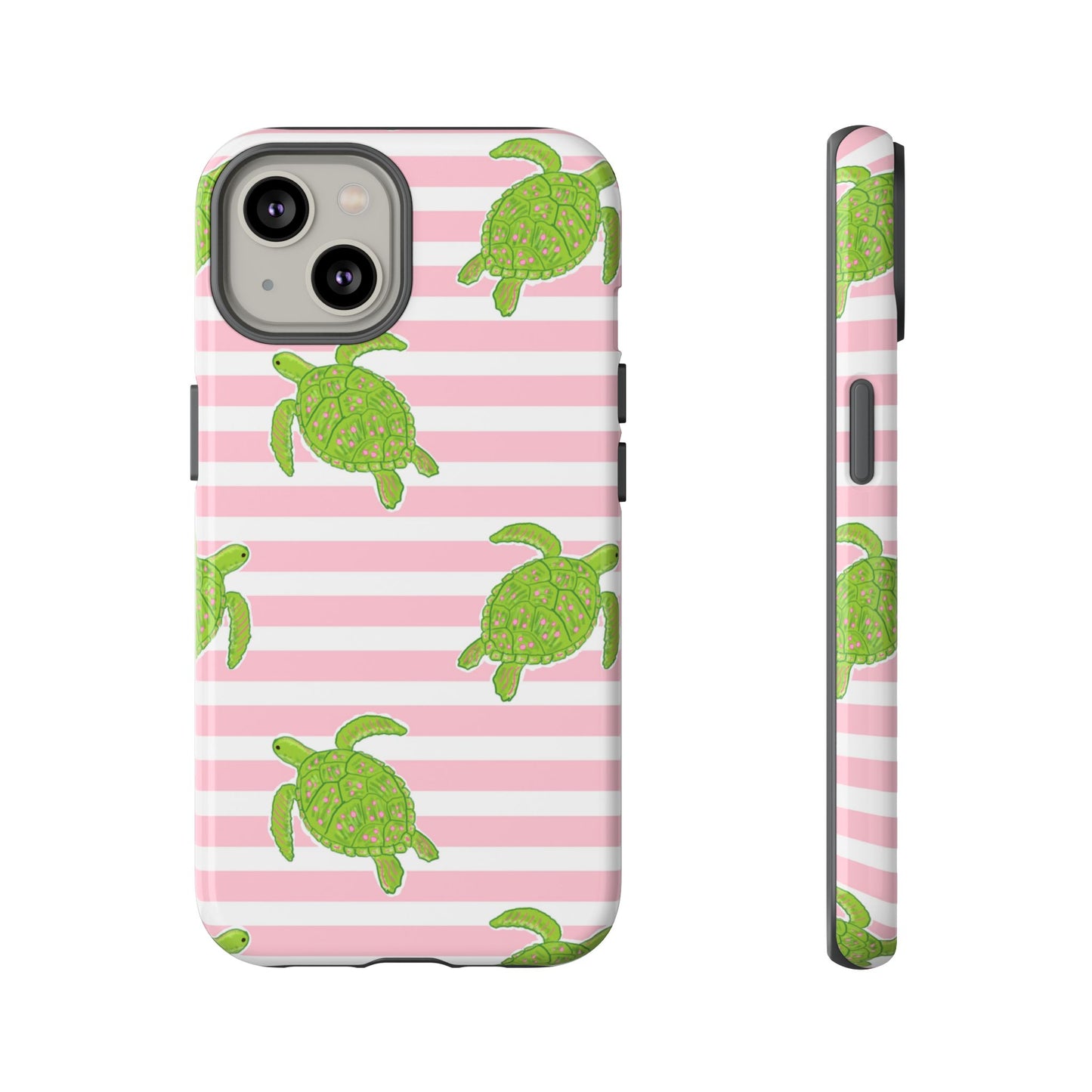 Green Sea Turtles Phone Case | Pink Stripes Tough Case | iPhone 17