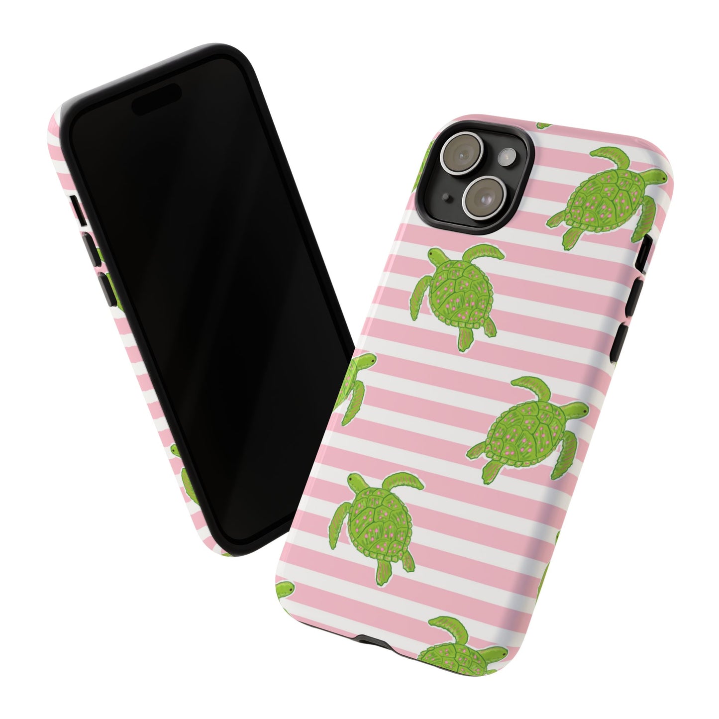 Green Sea Turtles Phone Case | Pink Stripes Tough Case | iPhone 17