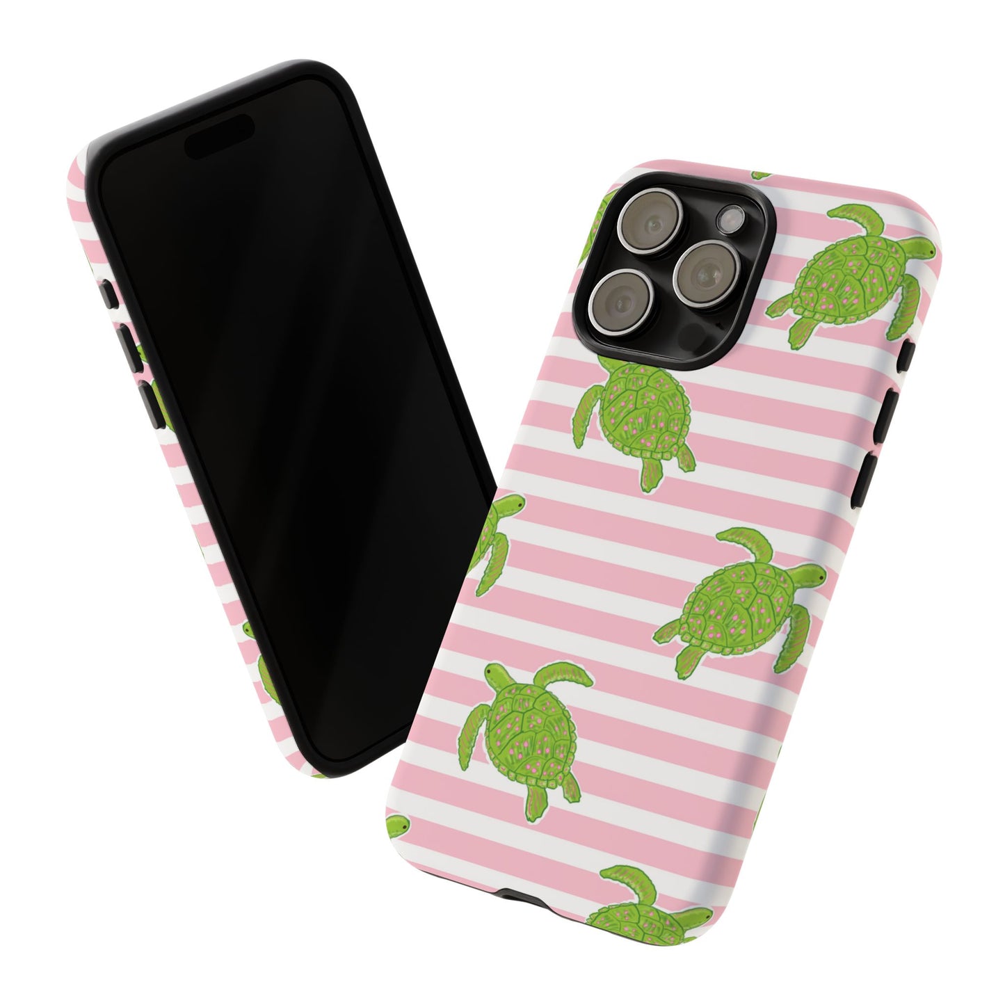 Green Sea Turtles Phone Case | Pink Stripes Tough Case | iPhone 17