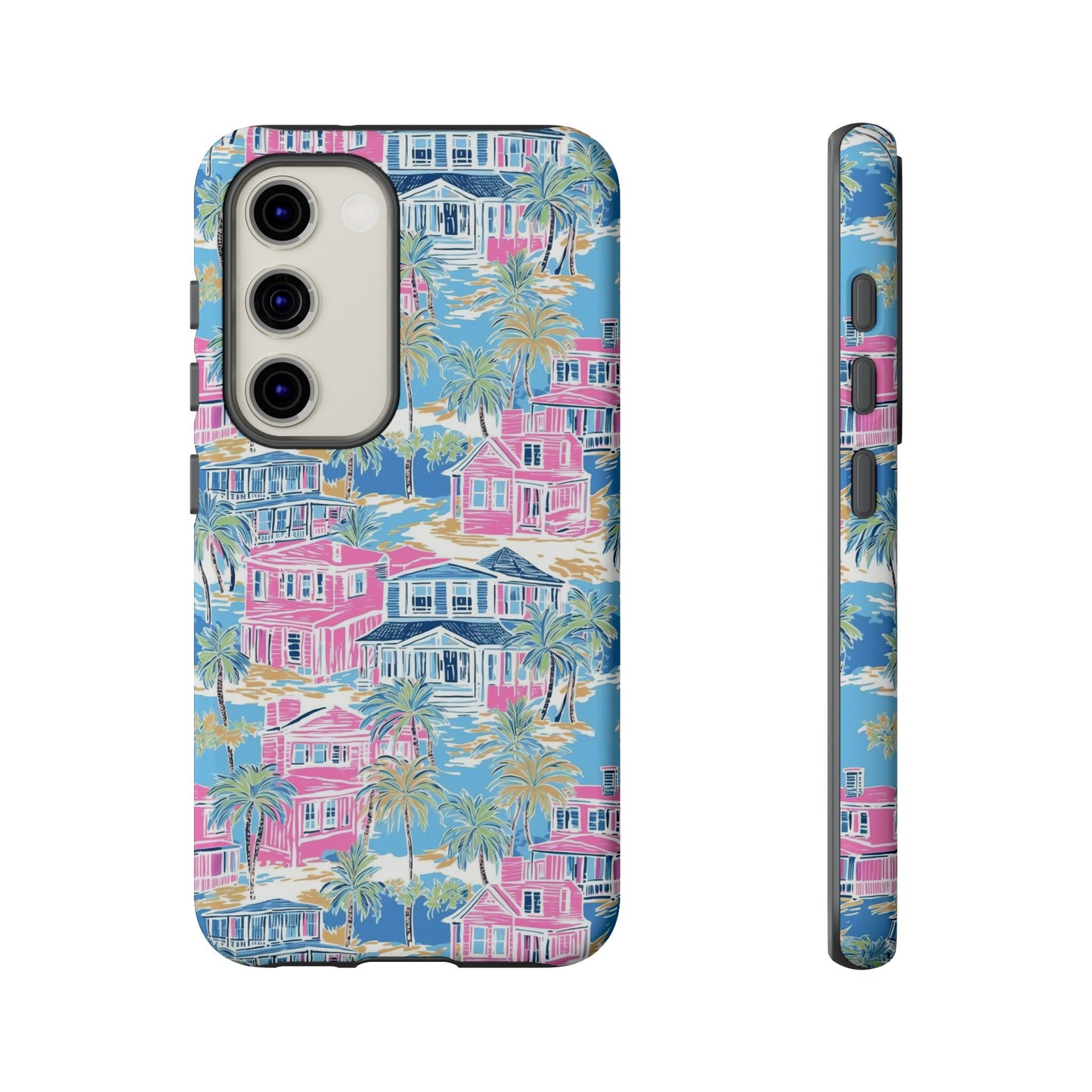 Tropical Beach Houses Tough Case | Palm Tree Coastal Phone Cover | iPhone 17