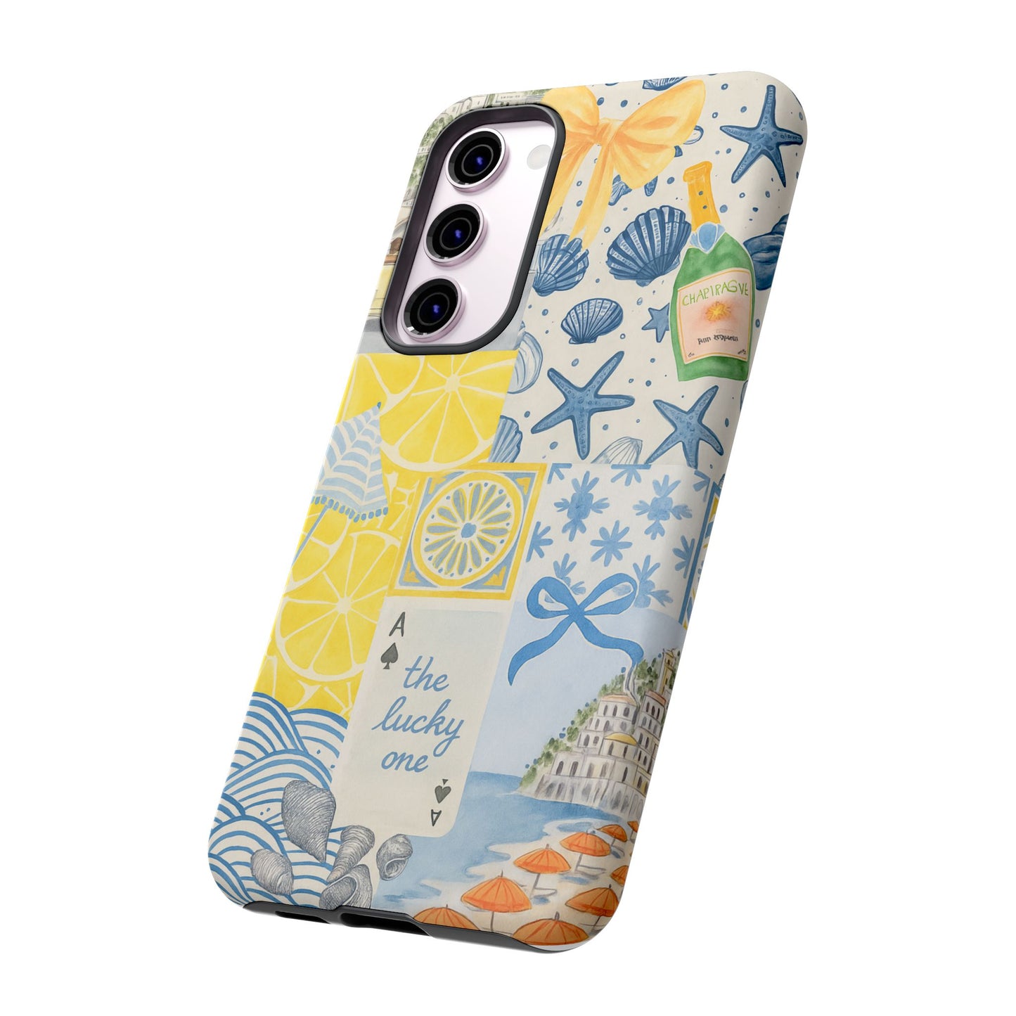 Coastal Collage Phone Case | Beach Shells, Starfish, Lemon, Scenic Travel | Italian Summer