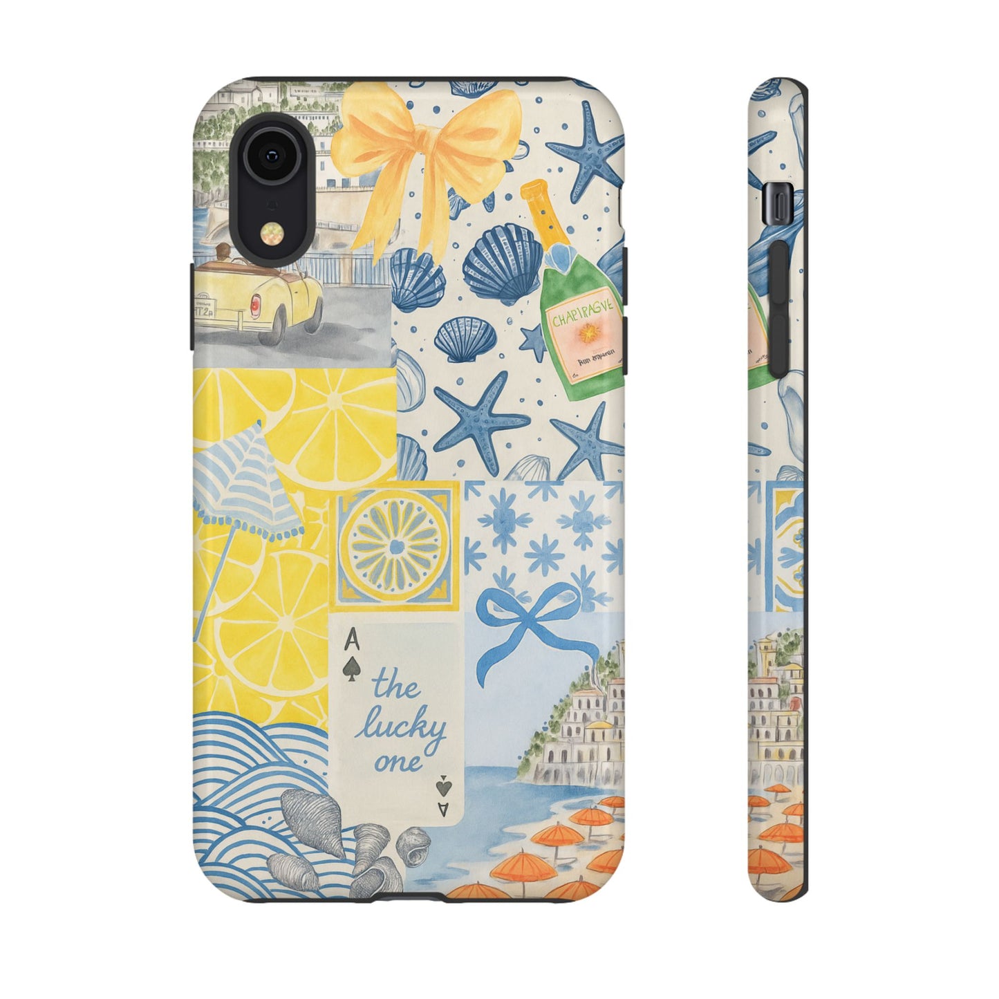 Coastal Collage Phone Case | Beach Shells, Starfish, Lemon, Scenic Travel | Italian Summer